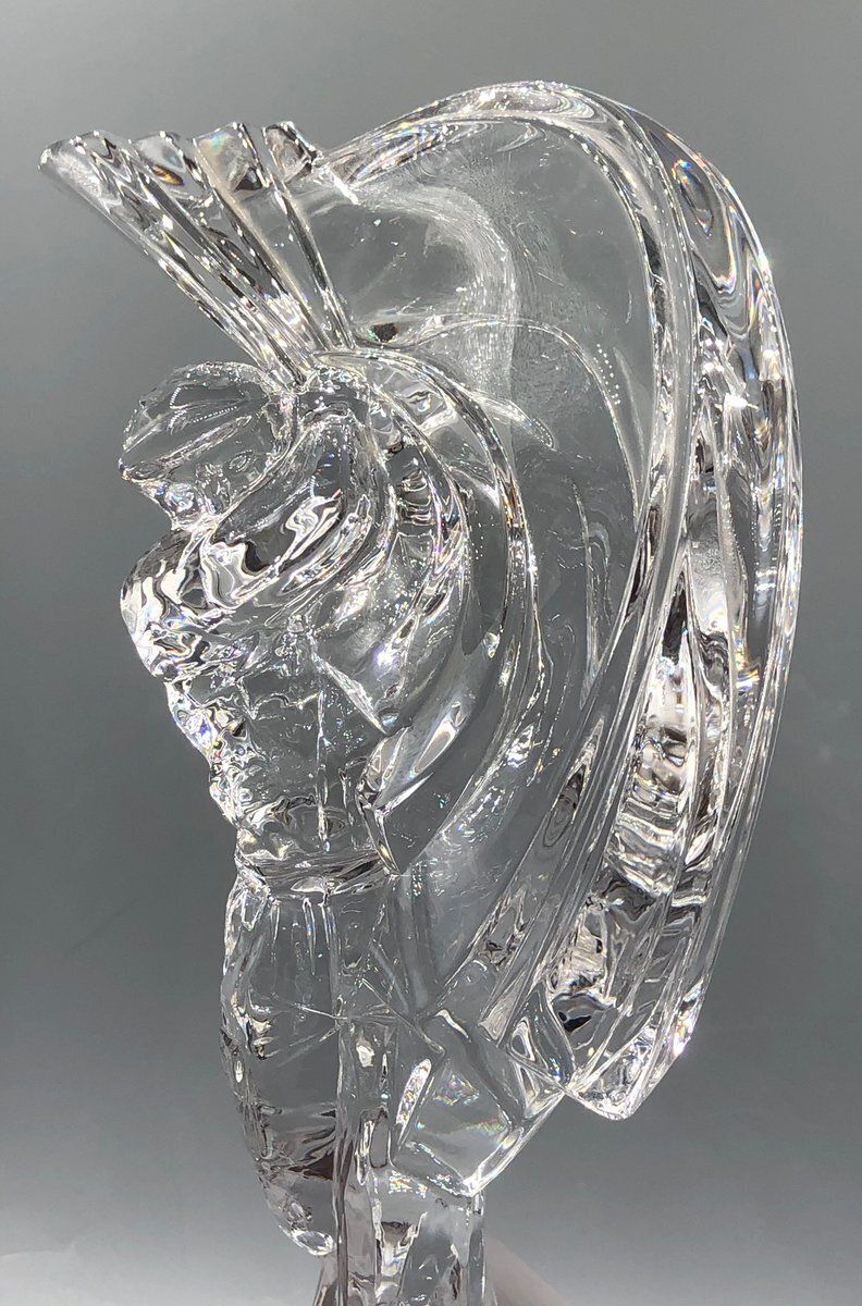 photo furniture Crystal Glass Golfer On Wooden Base From Sevres France, Set Of 2