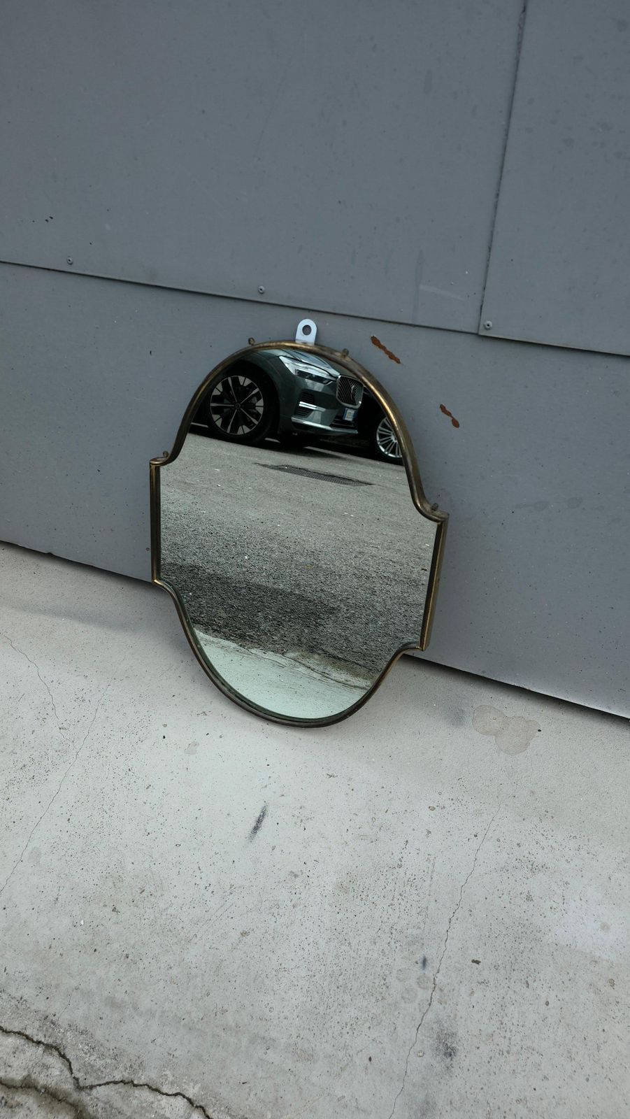 Small Italian Mid Century Shaped Brass Mirror photo buy
