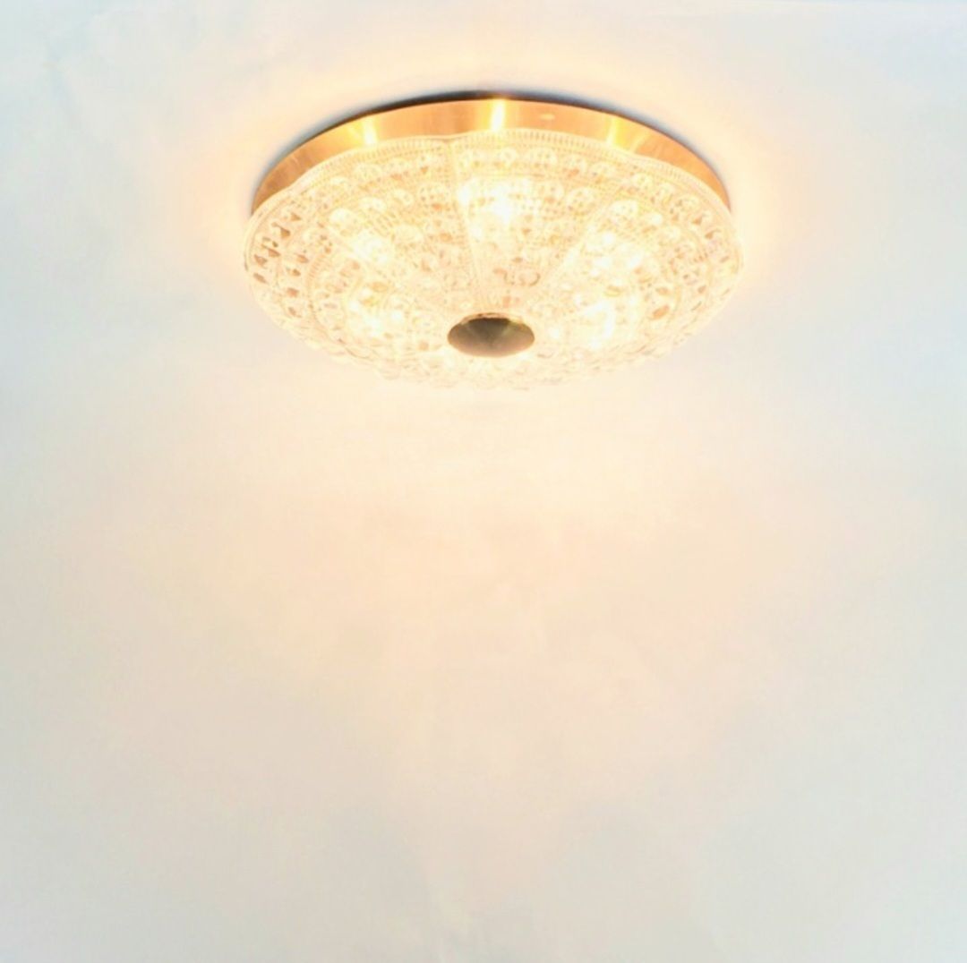 Mid Century Scandinavian Glass & Brass Ceiling Light By Carl Fagerlund For Orrefors, Sweden, 1960s photo vinterior