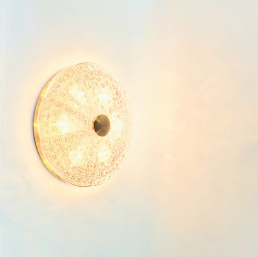 Mid Century Scandinavian Glass & Brass Ceiling Light By Carl Fagerlund For Orrefors, Sweden, 1960s photo buy