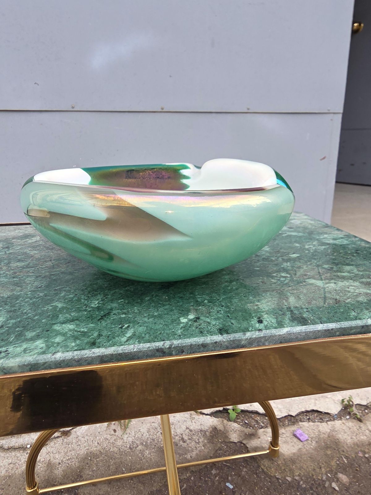 Seguso 1950 Green Murano Glass Decorative Ashtray Bowl photo vinterior