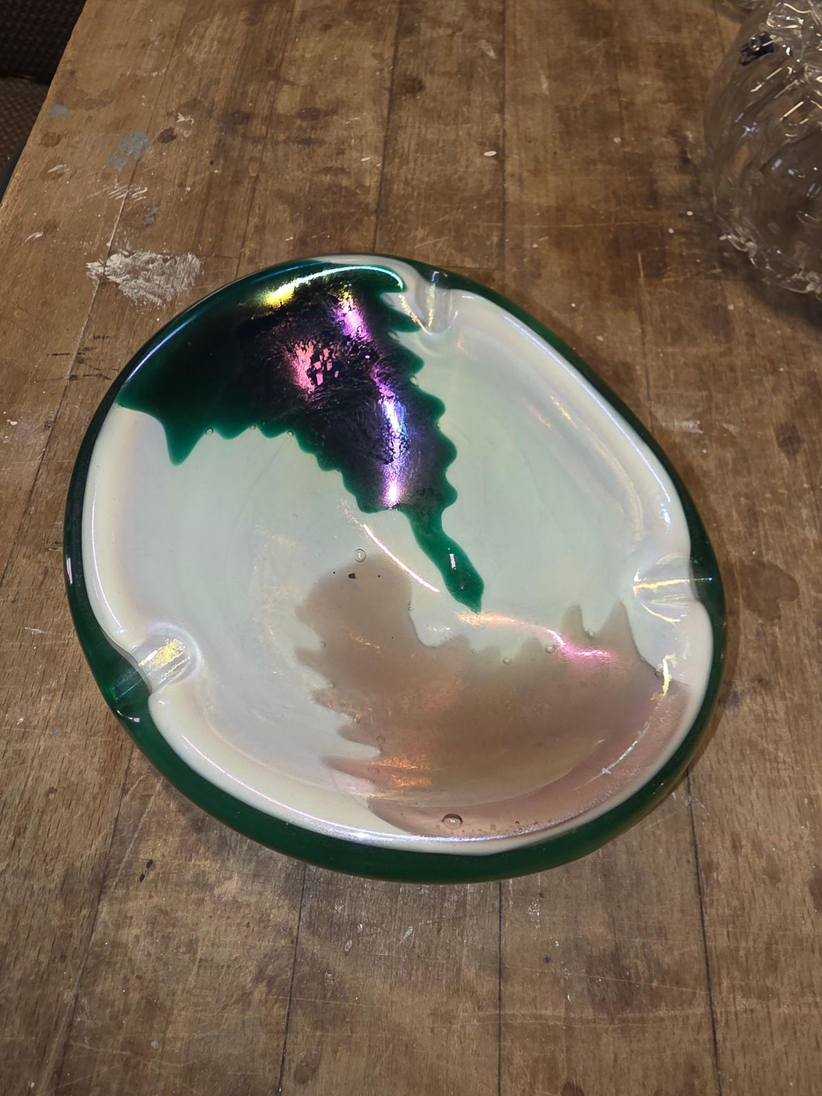 Seguso 1950 Green Murano Glass Decorative Ashtray Bowl photo buy