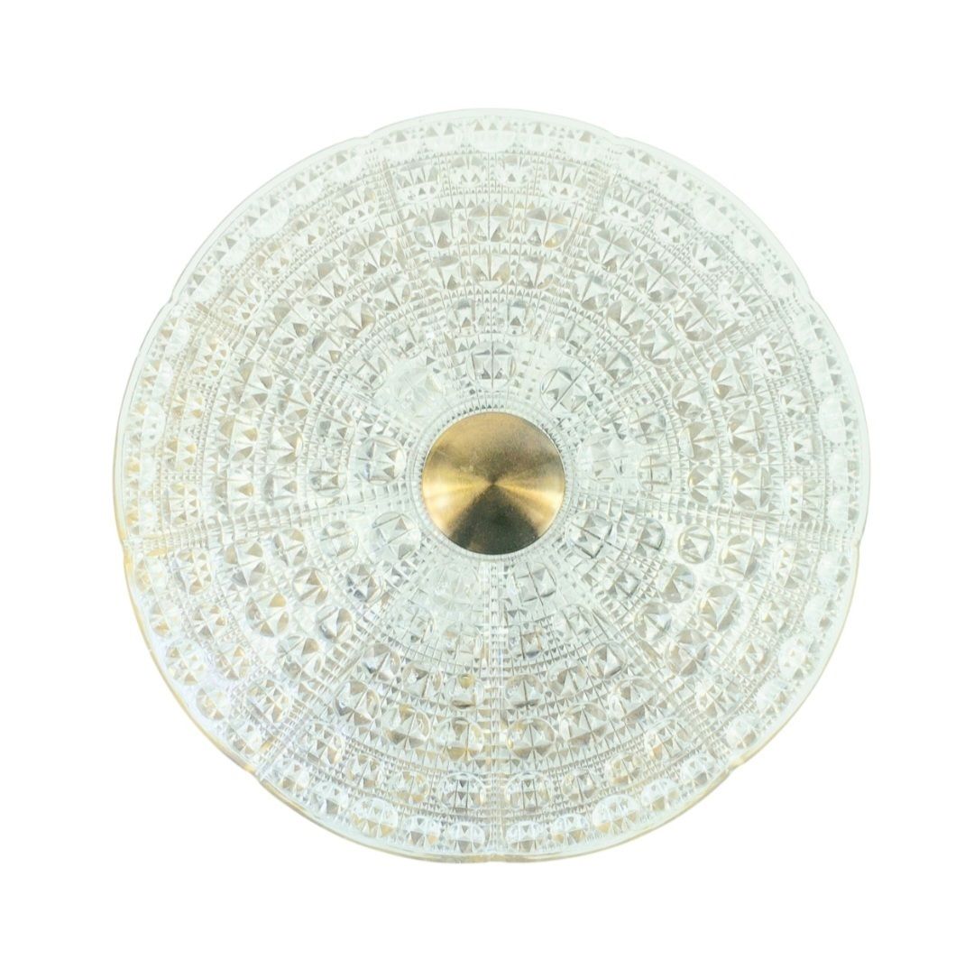 Verlichting Mid Century Scandinavische Glazen Plafondlamp Met Messing, Carl Fagerlund Voor Orrefors, Zweden, Jaren 1960 photo