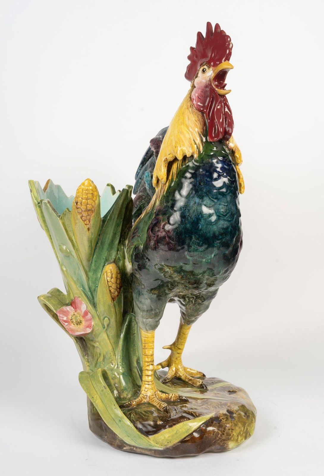 Ceramic Rooster Sculpture By Delphin Massier, 20th Century. photo furniture