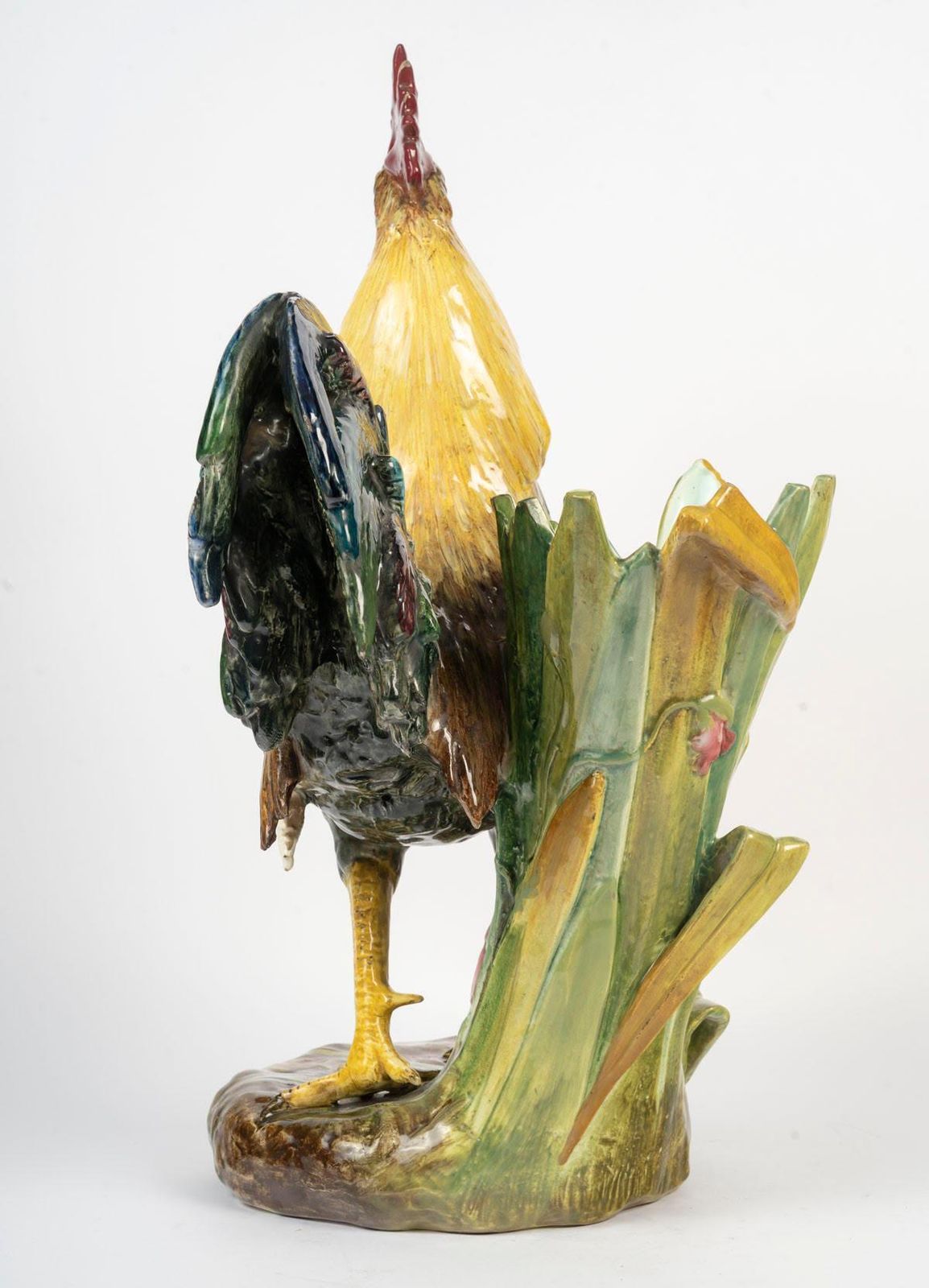 Ceramic Rooster Sculpture By Delphin Massier, 20th Century. photo vinterior