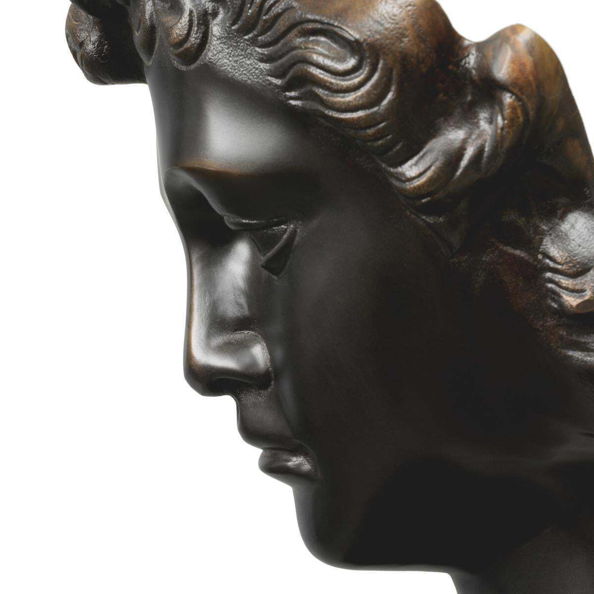 Head David Sculpture In Antique Bronze Finish On Black Marble Base photo 1748.0