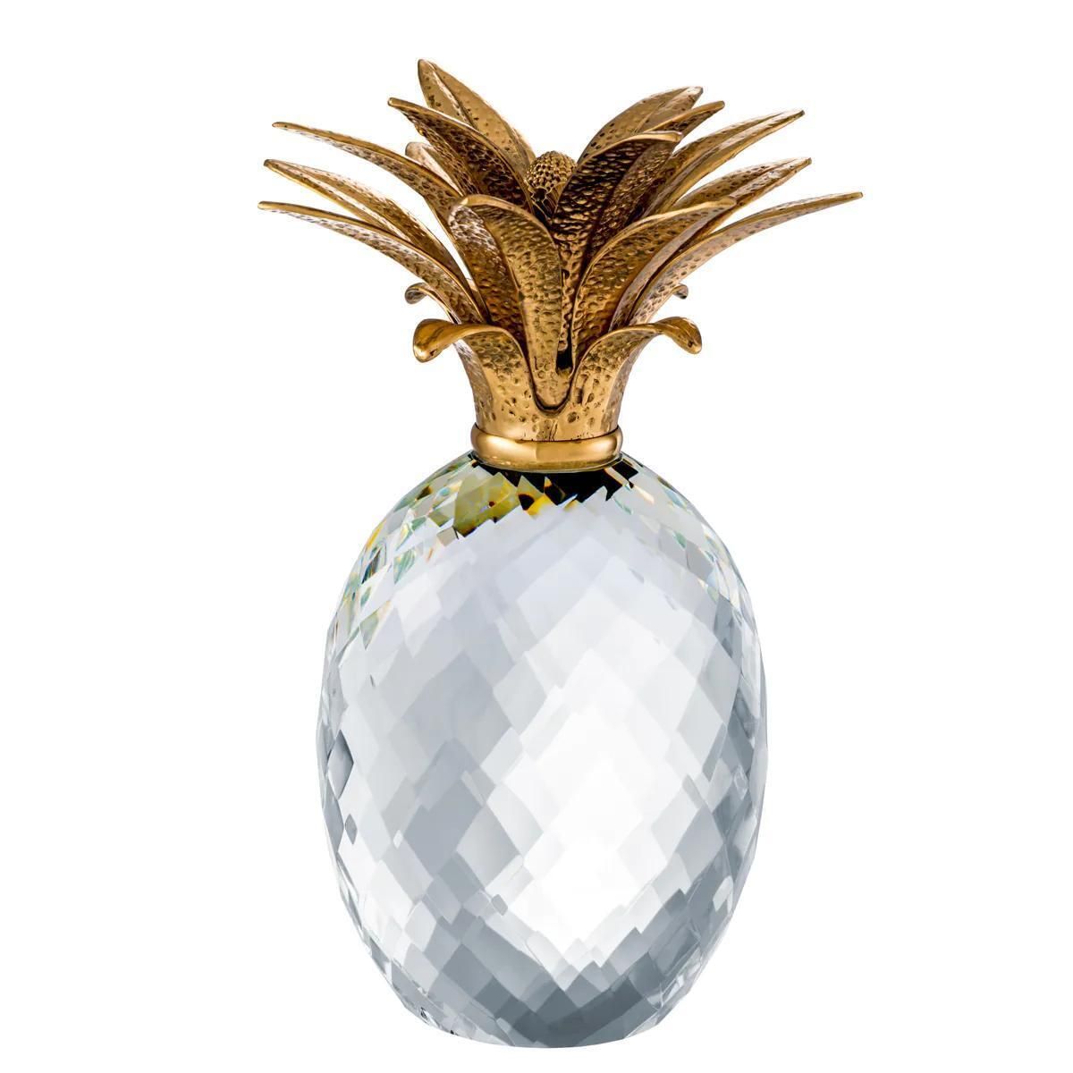 Decorative Crystal Glass Pineapple With Brass Finish photo furniture