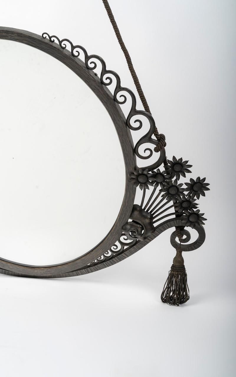 Art Deco Era Wrought Iron Mirror, 1930. photo vintage