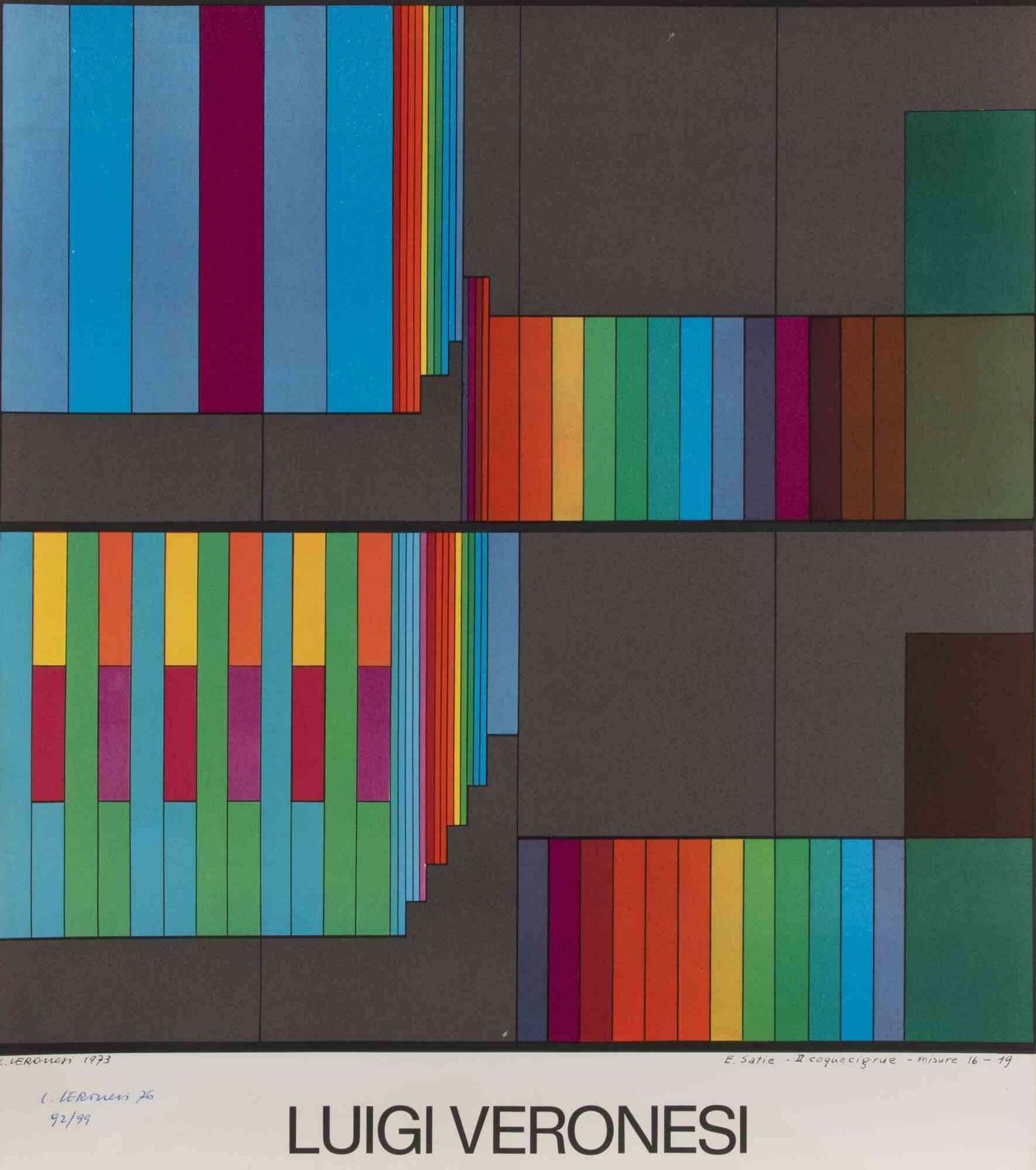 Abstract Composition   Lithograph By Luigi Veronesi   1976