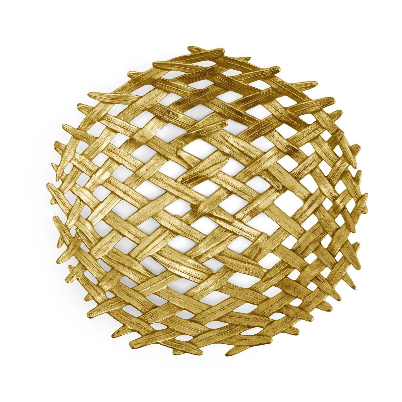 Pair Of Contemporary Gold Metal Palm Weave Decorative Centerpiece Bowl photo furniture