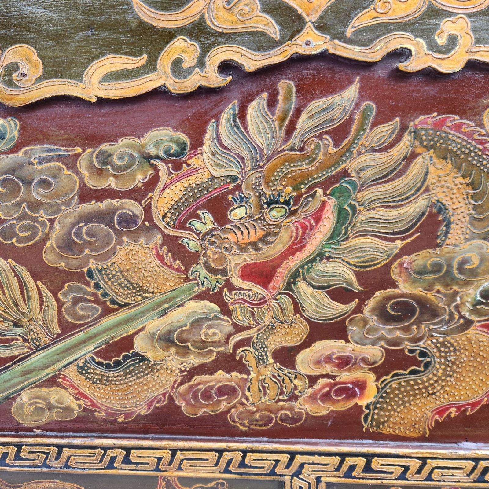 photo vintage Exceptional Large Qing Dynasty Oriental Chinese Dragon Storage Chest