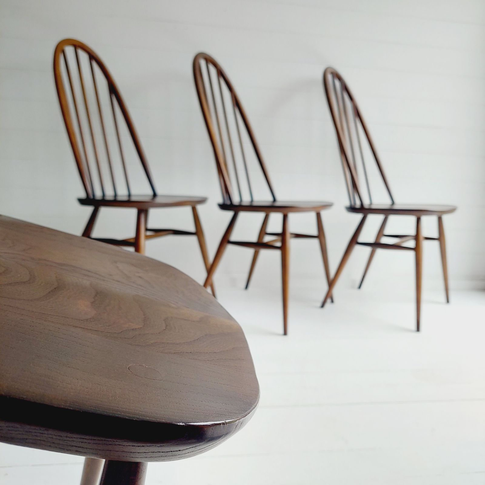4 Mid Century Ercol Dining Chairs Windsor Quaker 365 Golden Dawn Vintage 60s photo furniture