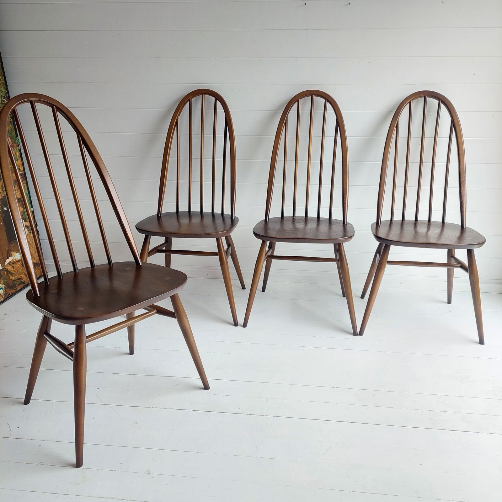 400.0 4 Mid Century Ercol Dining Chairs Windsor Quaker 365 Golden Dawn Vintage 60s photo