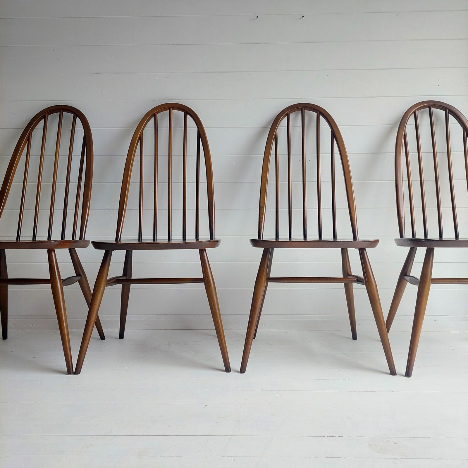 photo furniture 4 Mid Century Ercol Dining Chairs Windsor Quaker 365 Golden Dawn Vintage 60s