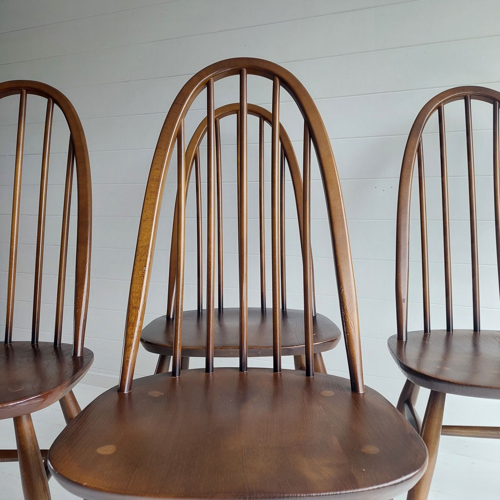 Furniture 4 Mid Century Ercol Dining Chairs Windsor Quaker 365 Golden Dawn Vintage 60s photo