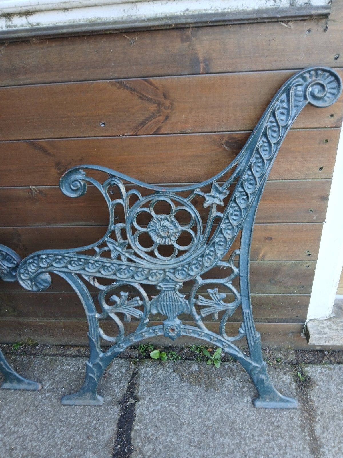 A Pair Of Vintage Metal Green Bench Ends photo for sale