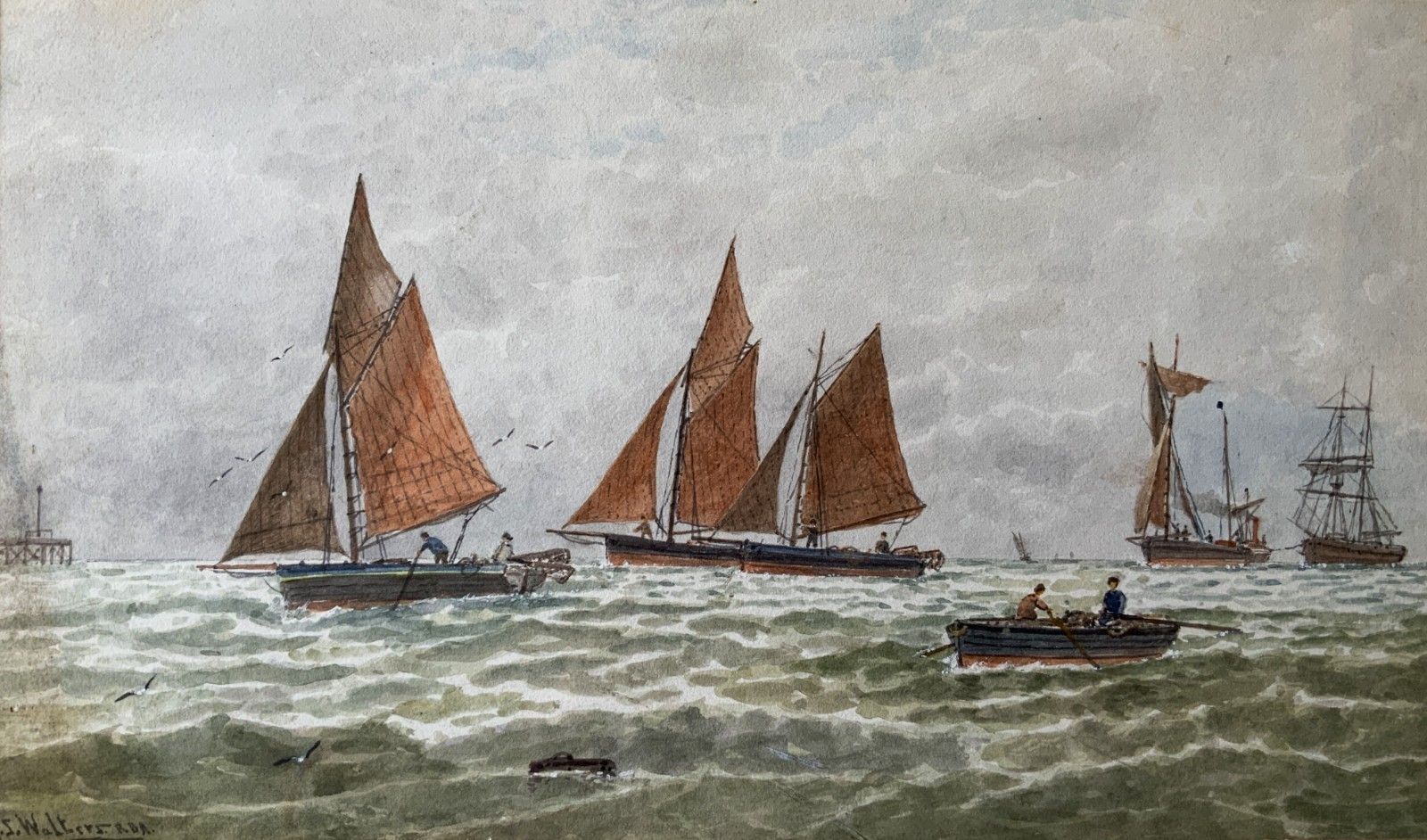 Seascape Sailing Watercolour Painting By George Stanfield Walters (1838 1924) photo for sale