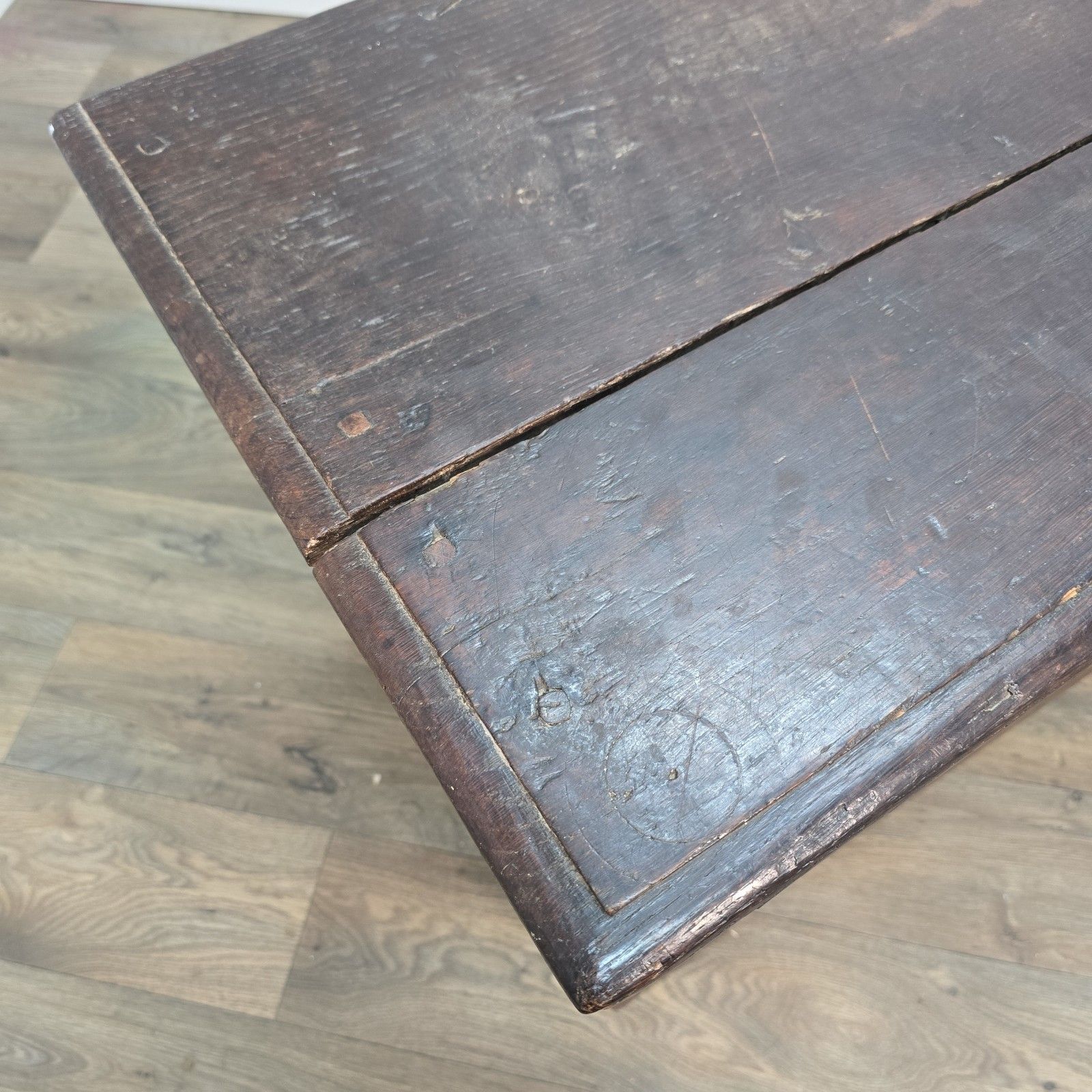 Antique Oak Coffer Trunk Panelled Blanket Box Chest 18th Century Solid Wood photo Furniture