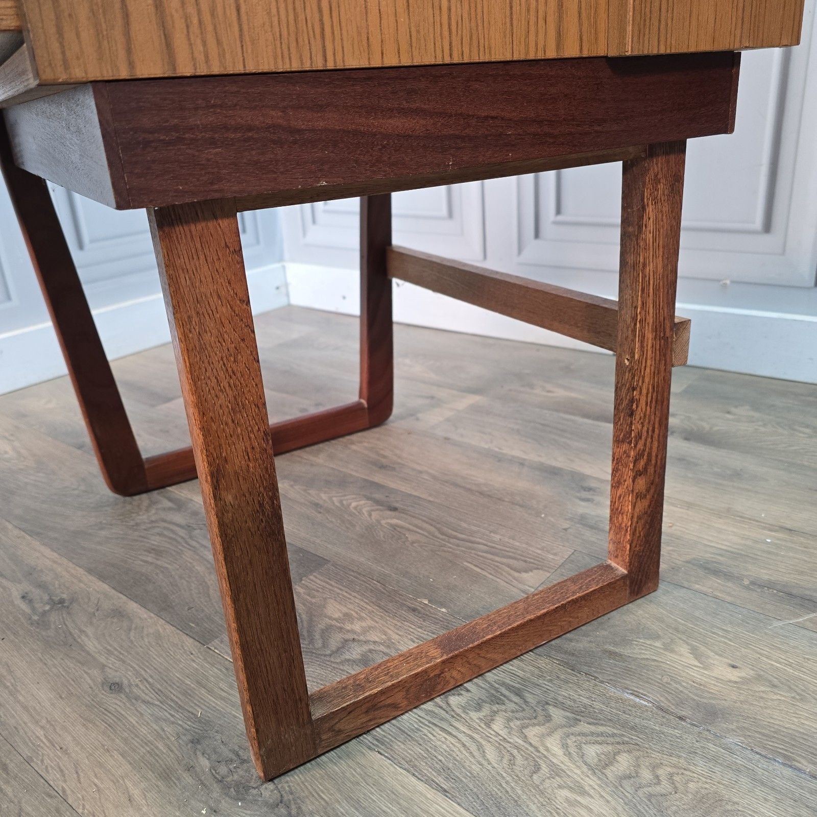 photo for sale Pair Mid Century Bedside Cabinets Tables Teak Effect Retro Vintage Nightstands
