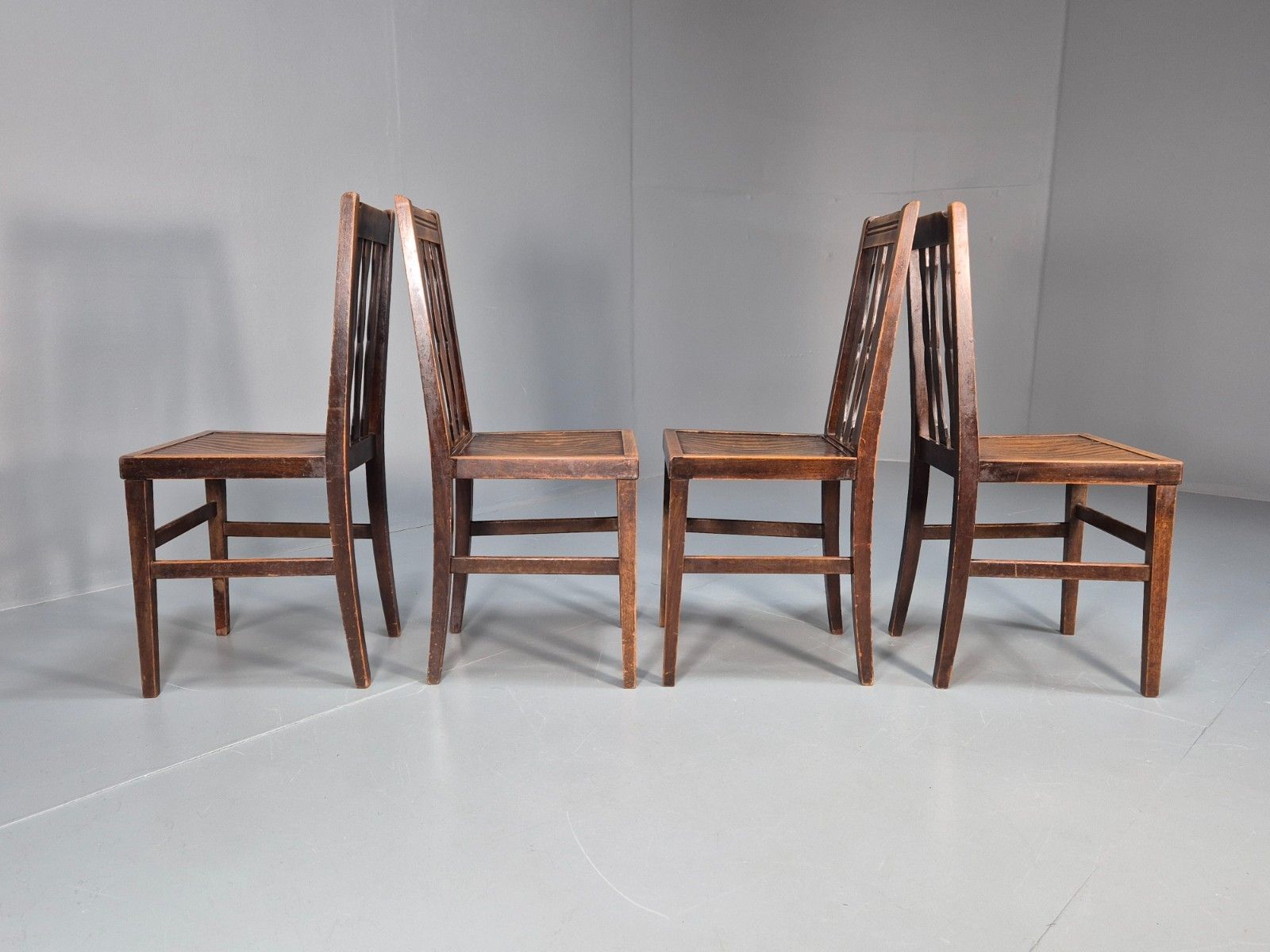 Vintage 1920s Dining Chairs Beechwood Solid Seats Robust Unusual Eb10704 Vdin photo buy
