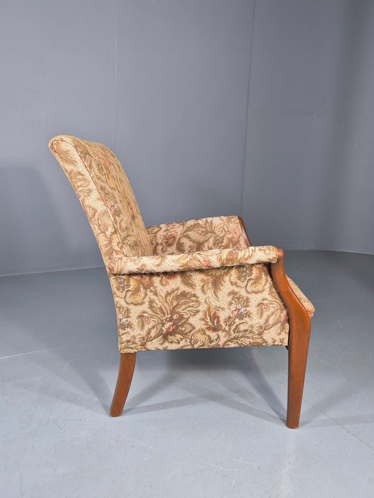 Vintage Parker Knoll Retro 1960s Armchair Floral Upholstery Beech Frame Eb12167 photo vinterior