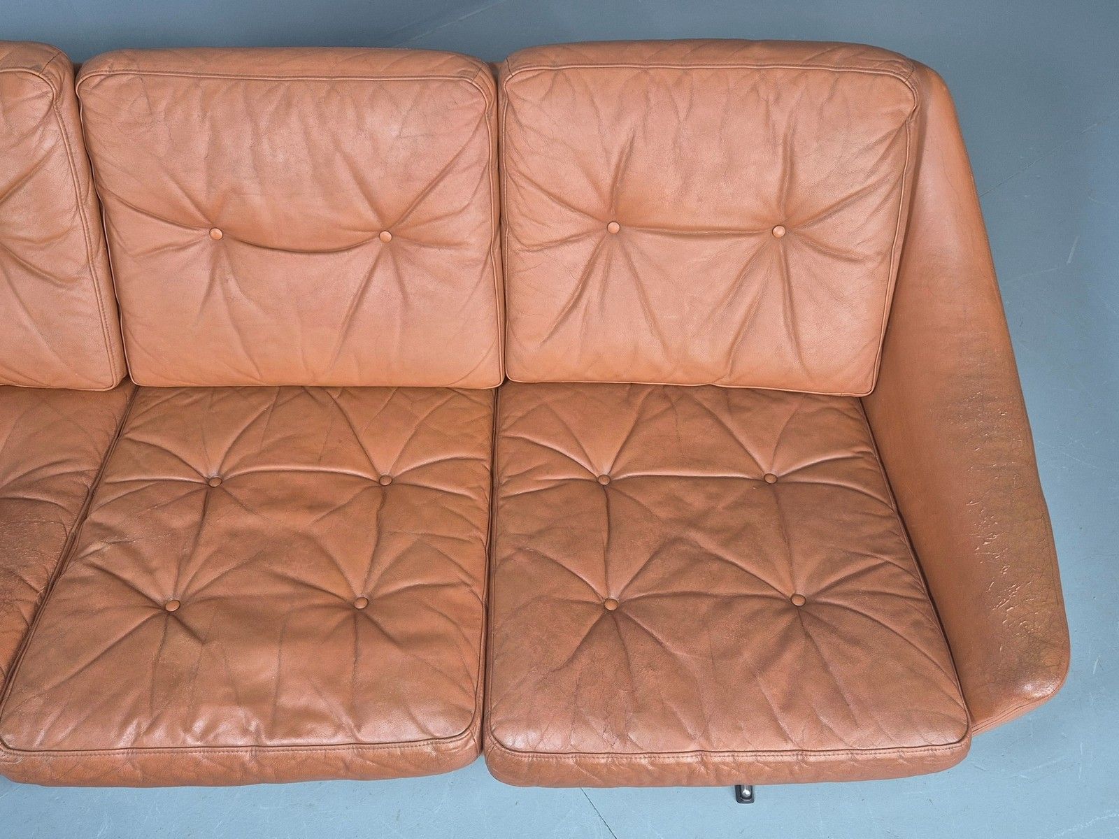 Vintage 3 Seater Sofa Tan Leather Danish 1960s Edmund Jorgensen Design Eb12226 photo vinterior
