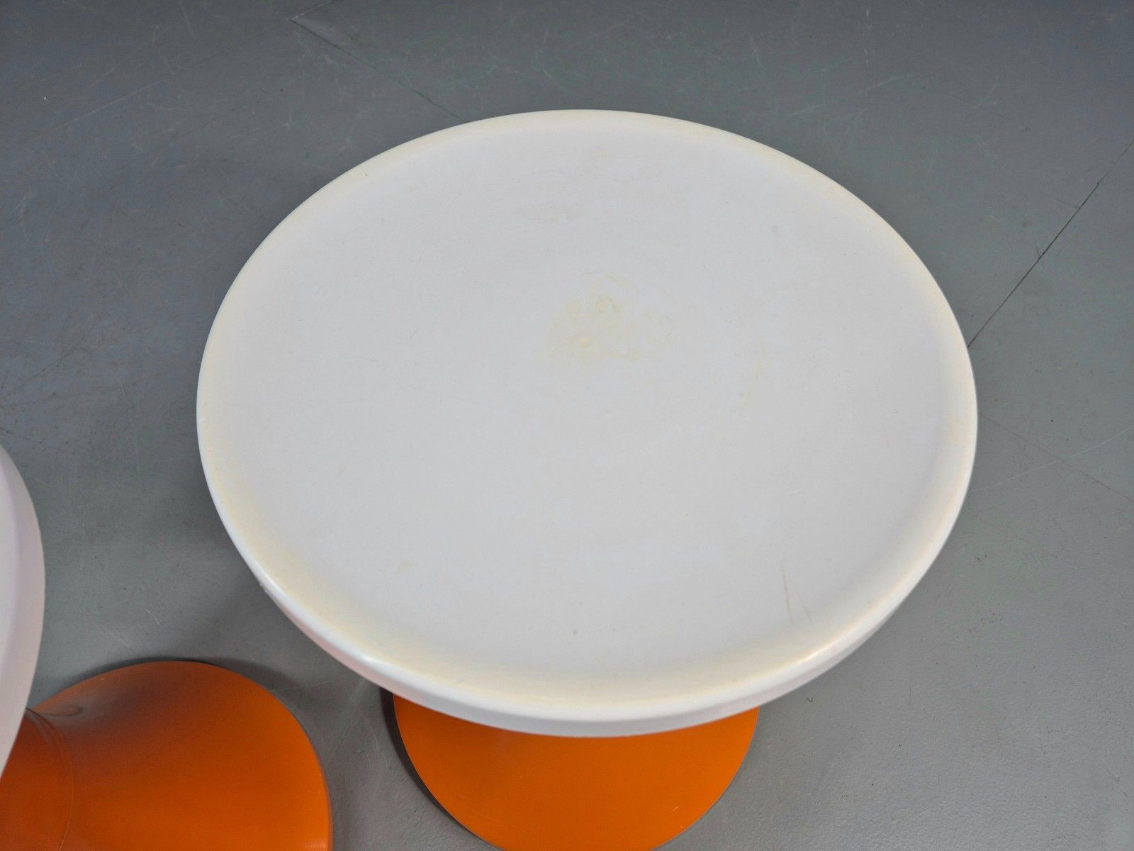 2 Vintage Orange And White Tam Tam Stools Retro 1960s Pop Art Eb12253 photo vintage