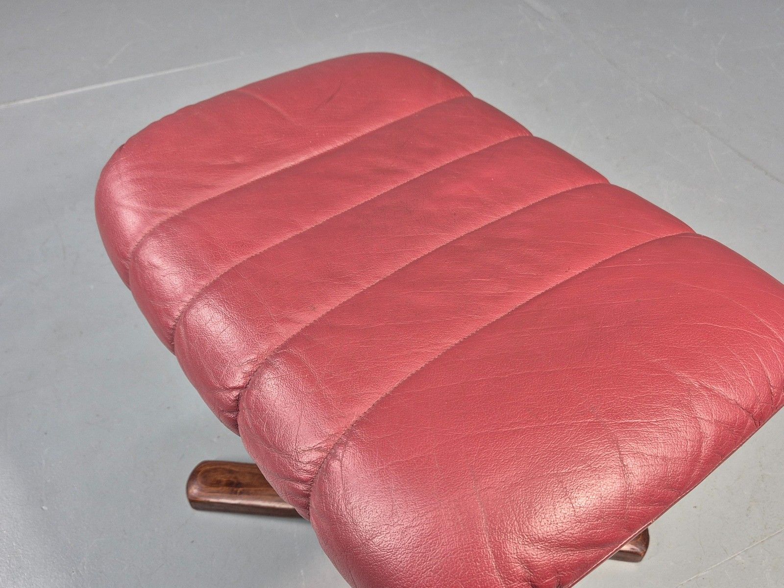 photo for sale Vintage Danish Leather Footstool 1980s Retro Eb09060