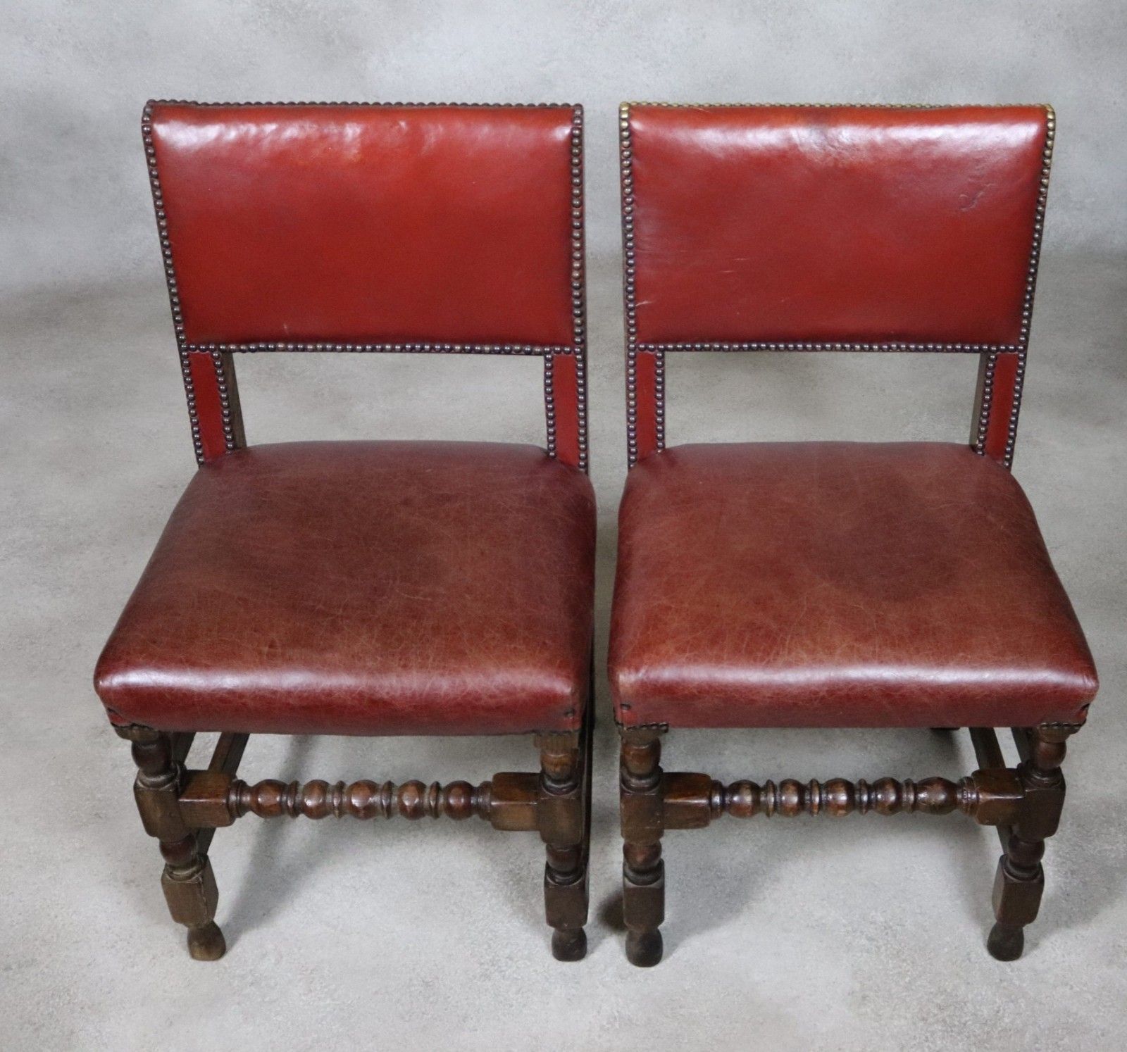 Set Of 6 Antique Cromwellian Style Oak And Leather Dining Chairs photo buy