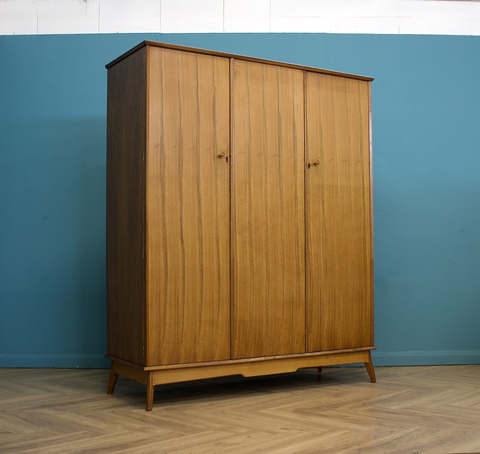 Mid Century Walnut Triple Door Wardrobe From Alfred Cox , 1950's, #1781 photo furniture