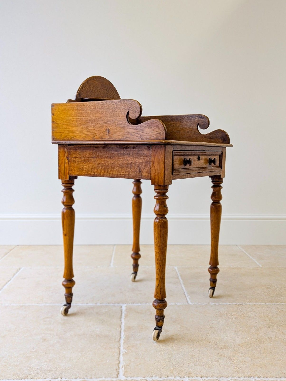 Antique Early Victorian Oak Country House Gallery Side Table C.1840 photo furniture