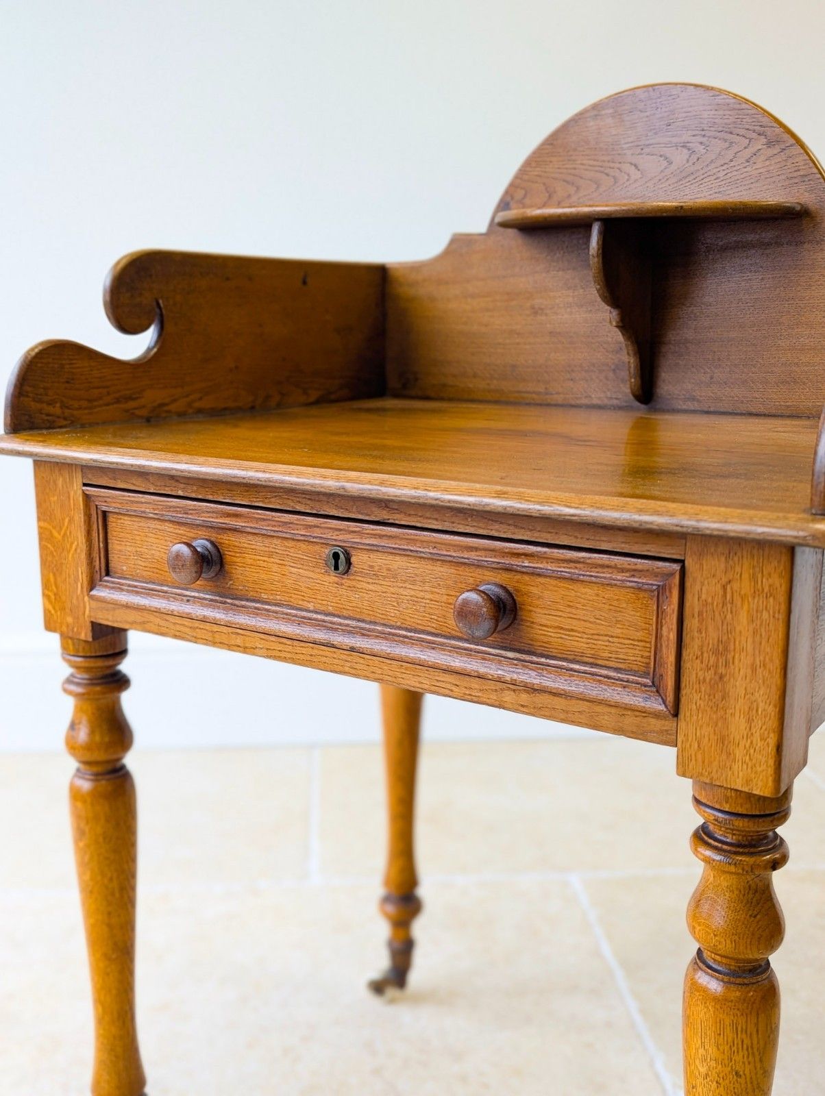 Antique Early Victorian Oak Country House Gallery Side Table C.1840 photo Furniture