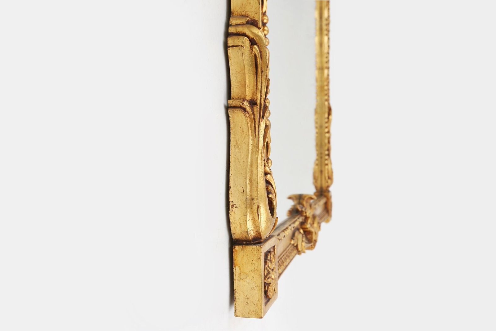 photo for sale Baroque Gilt Carved Wooden Wall Mirror, Belgium 1950s