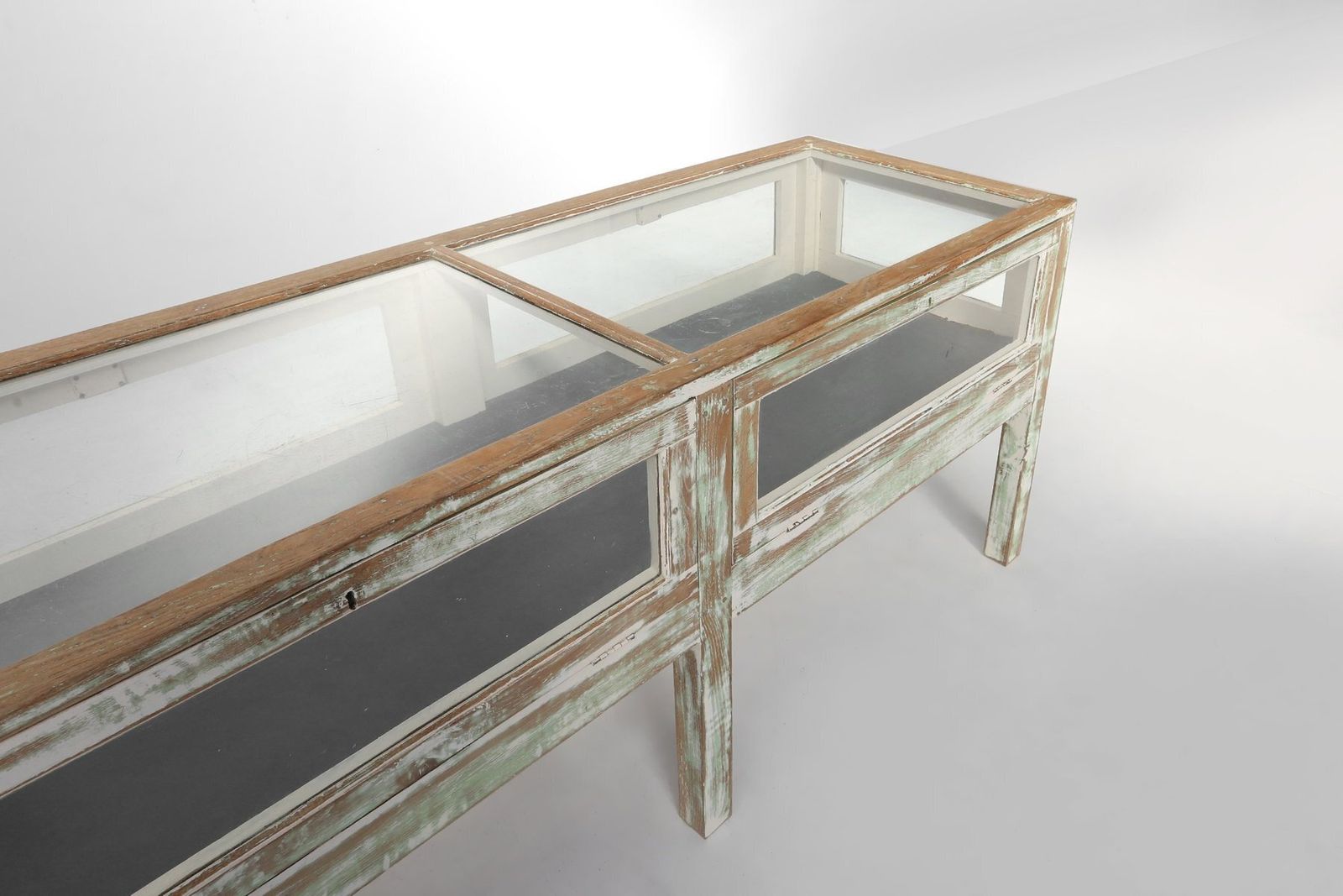 5708.0 Large Antique Rustic Oak Display Case, 1890s photo