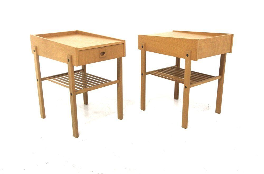 Tables de chevet en chêne, Suède, années 1960, lot de 2