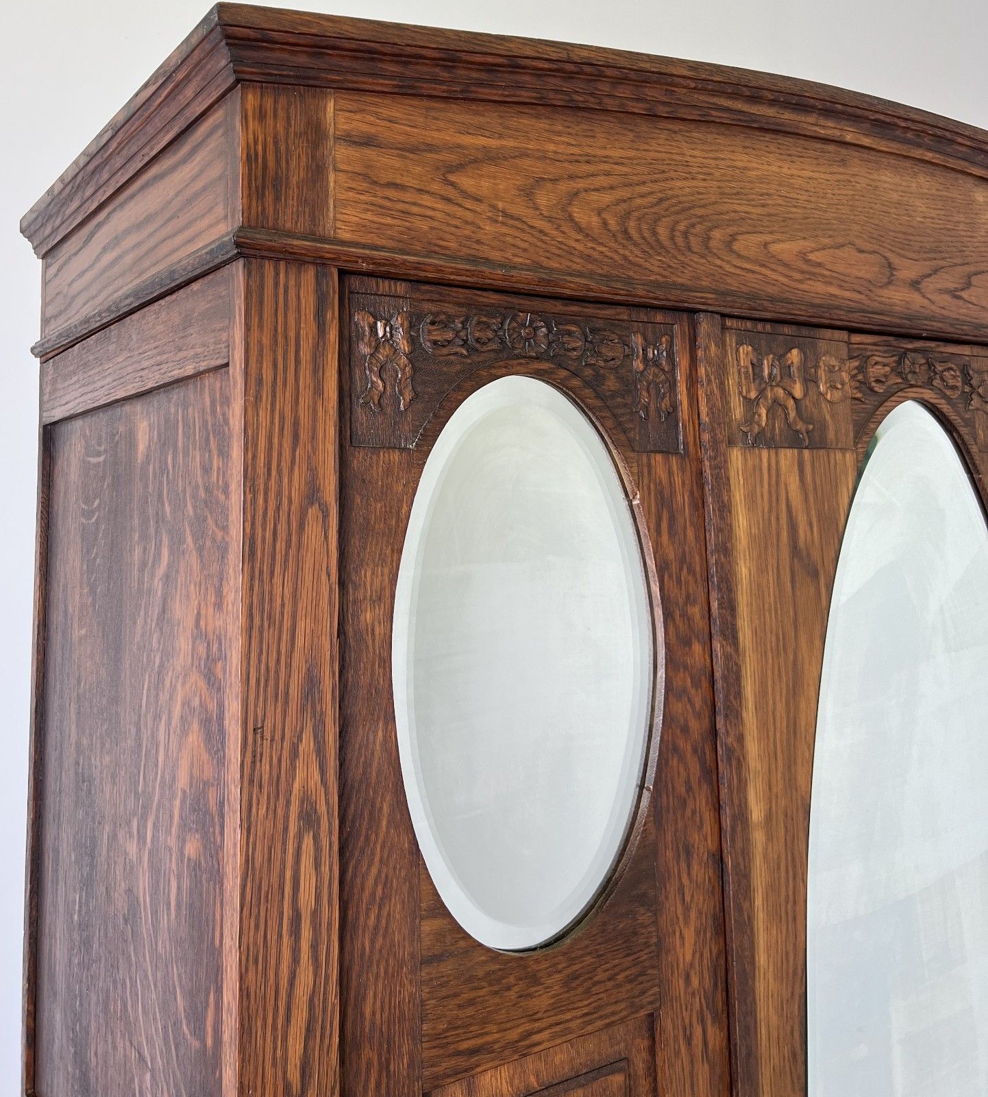 Wardrobe Antique French Oak Two Door Mirrored Carved Armoire Cabinet Lot 6123 photo 749.0