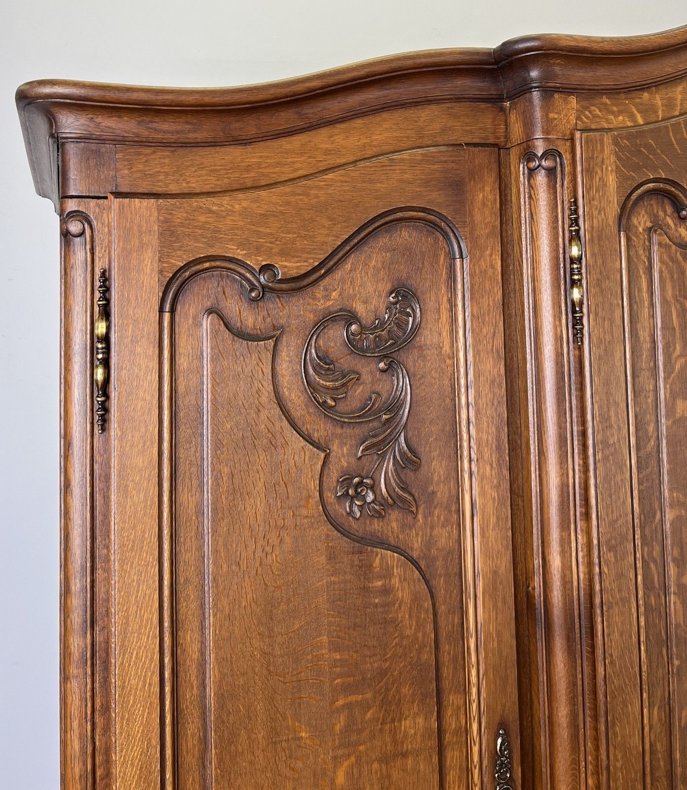 Wardrobe Vintage French Louis XVI Style Four Door Oak Carved Armoire Lot 6126 photo vinterior