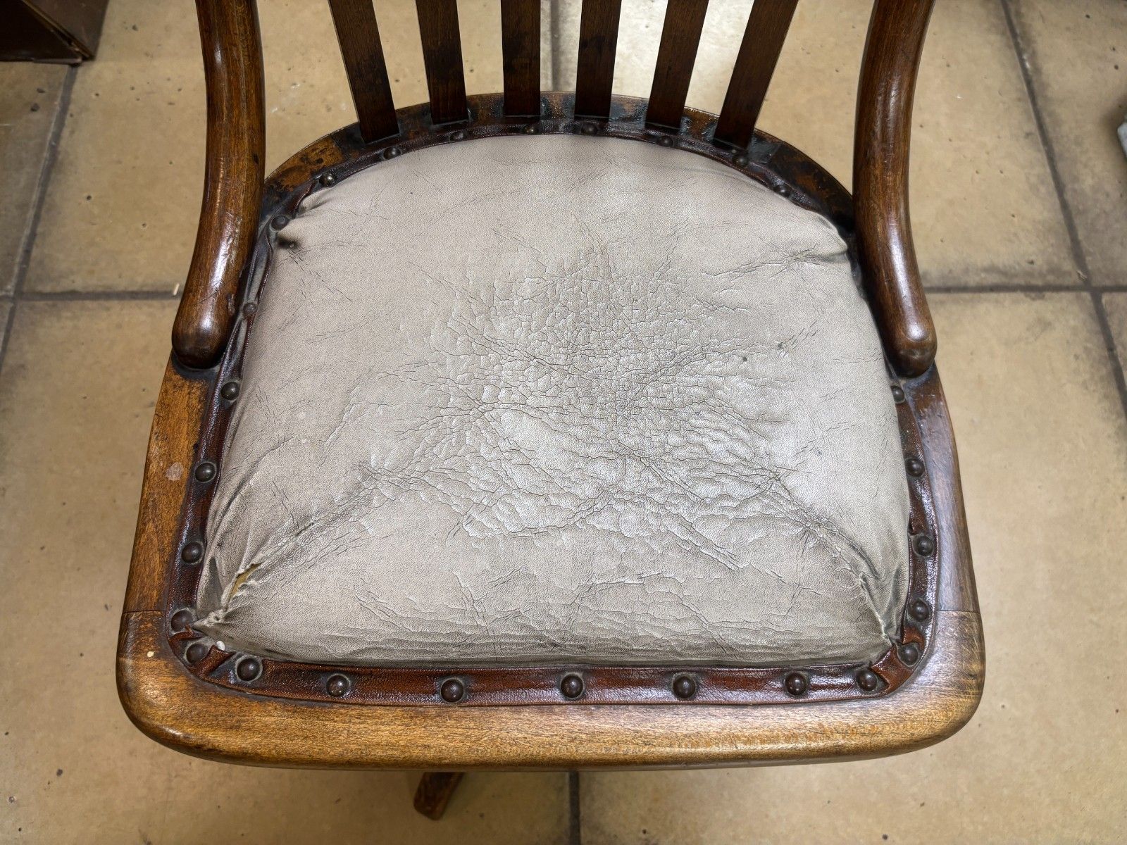 Antique Edwardian Oak Office Chair As Found photo Furniture