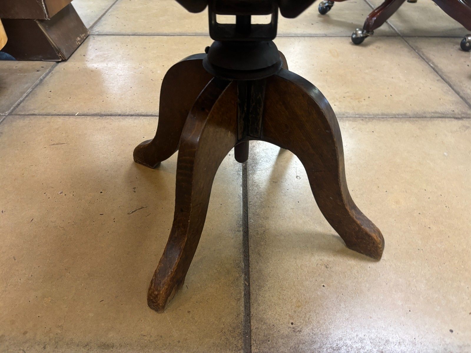 Antique Edwardian Oak Office Chair As Found photo 110.0