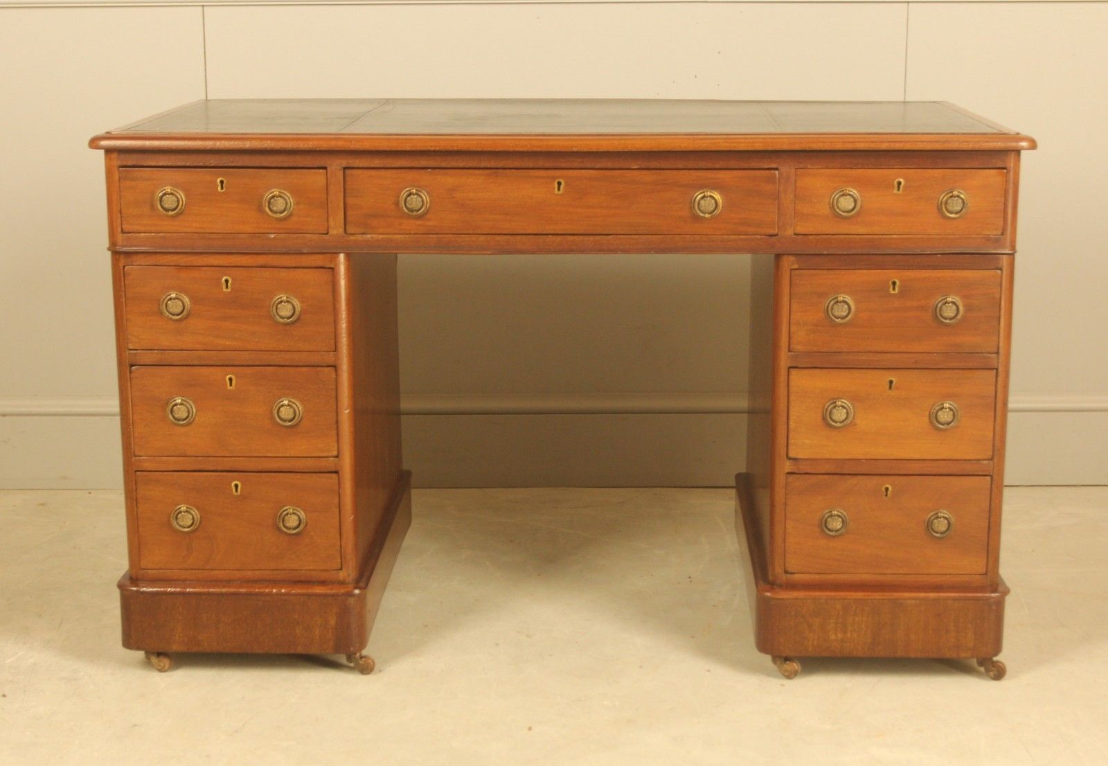 Victorian Mahogany Kneehole Pedestal Desk photo furniture