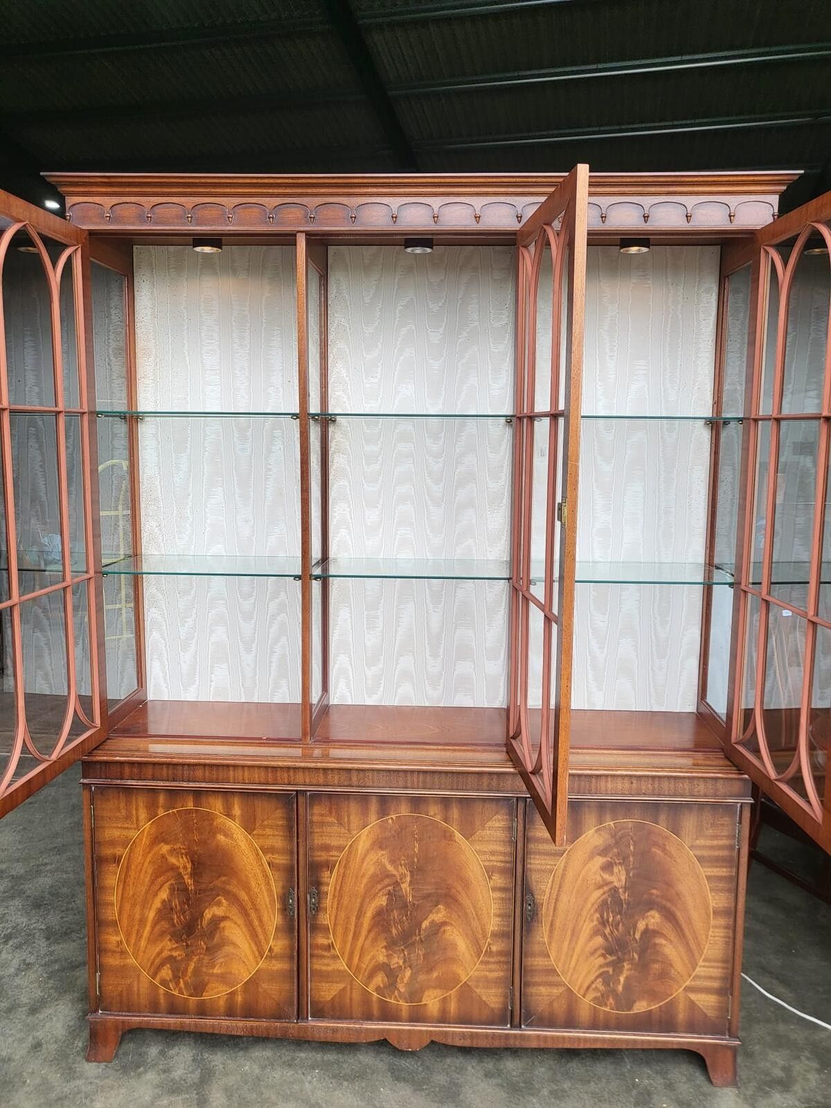 Antique Repro Large 3 Door Glazed Bookcase Cabinet Shelves photo Furniture
