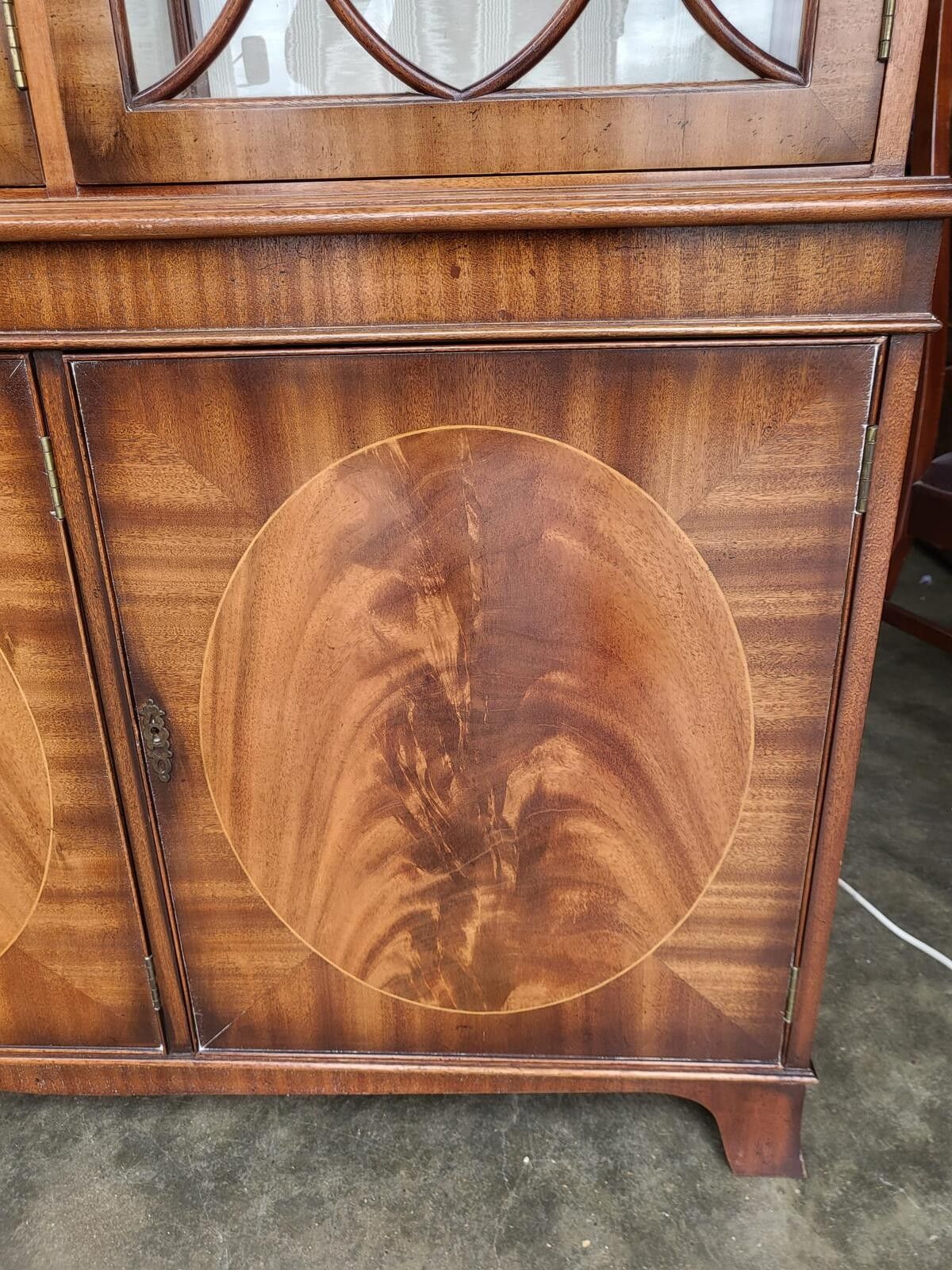 Antique Repro Large 3 Door Glazed Bookcase Cabinet Shelves photo 495.0