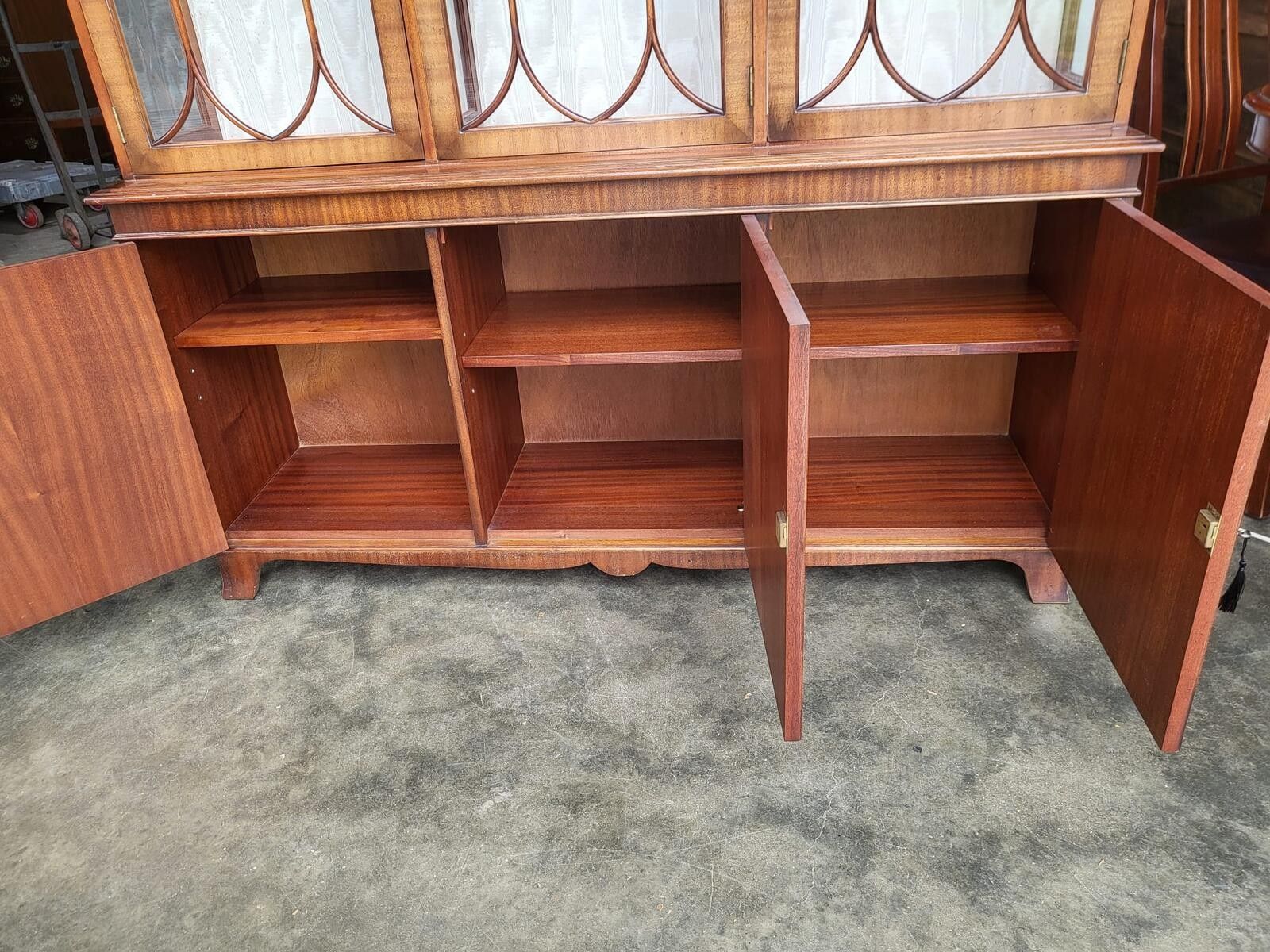 Antique Repro Large 3 Door Glazed Bookcase Cabinet Shelves photo buy