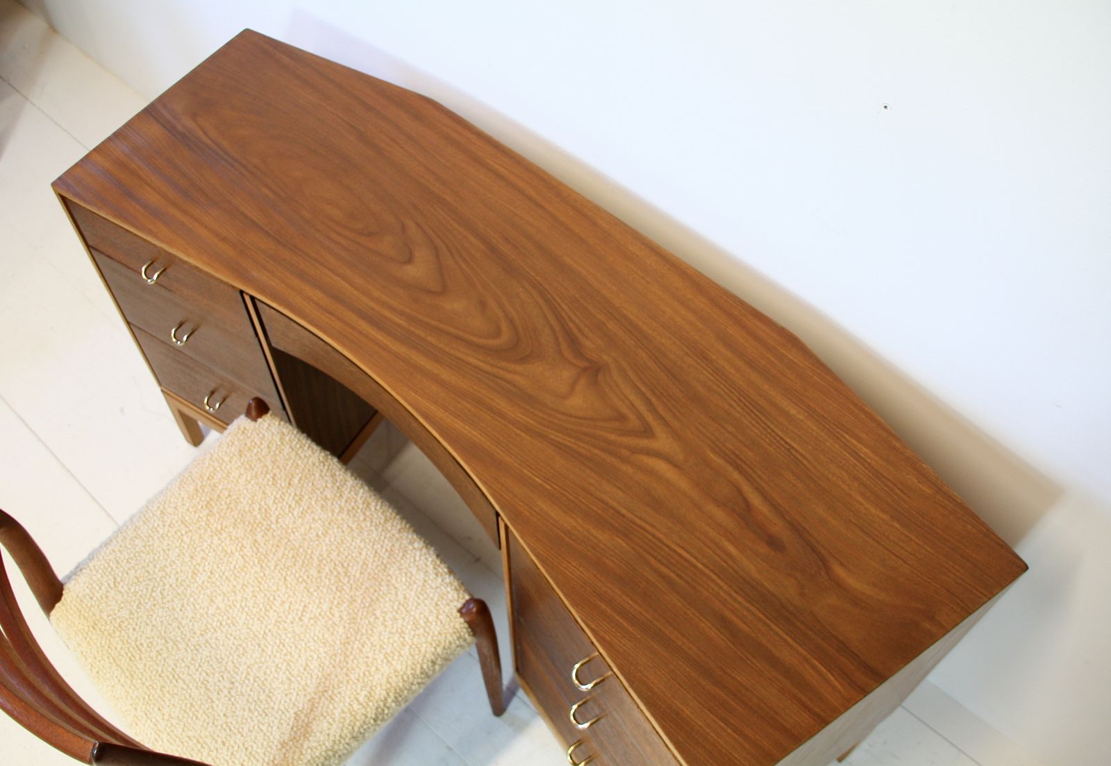 Vintage Walnut Desk By John & Sylvia Reid For Stag "Duet" 1960s photo vintage