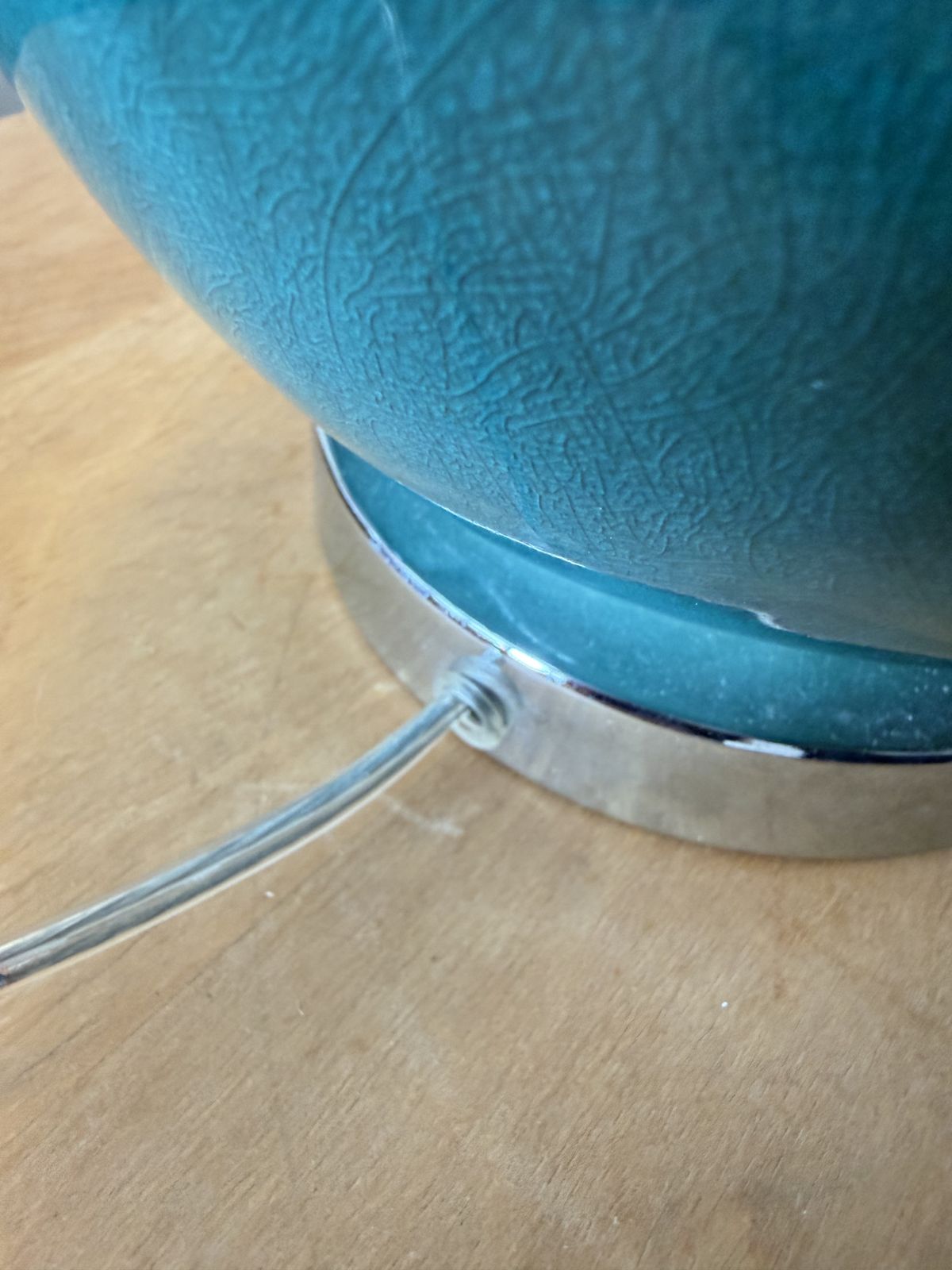 Mid Century Modern Turquoise Crackle Glaze Ceramic Table Lamp, C.1960–1970 photo 165.0