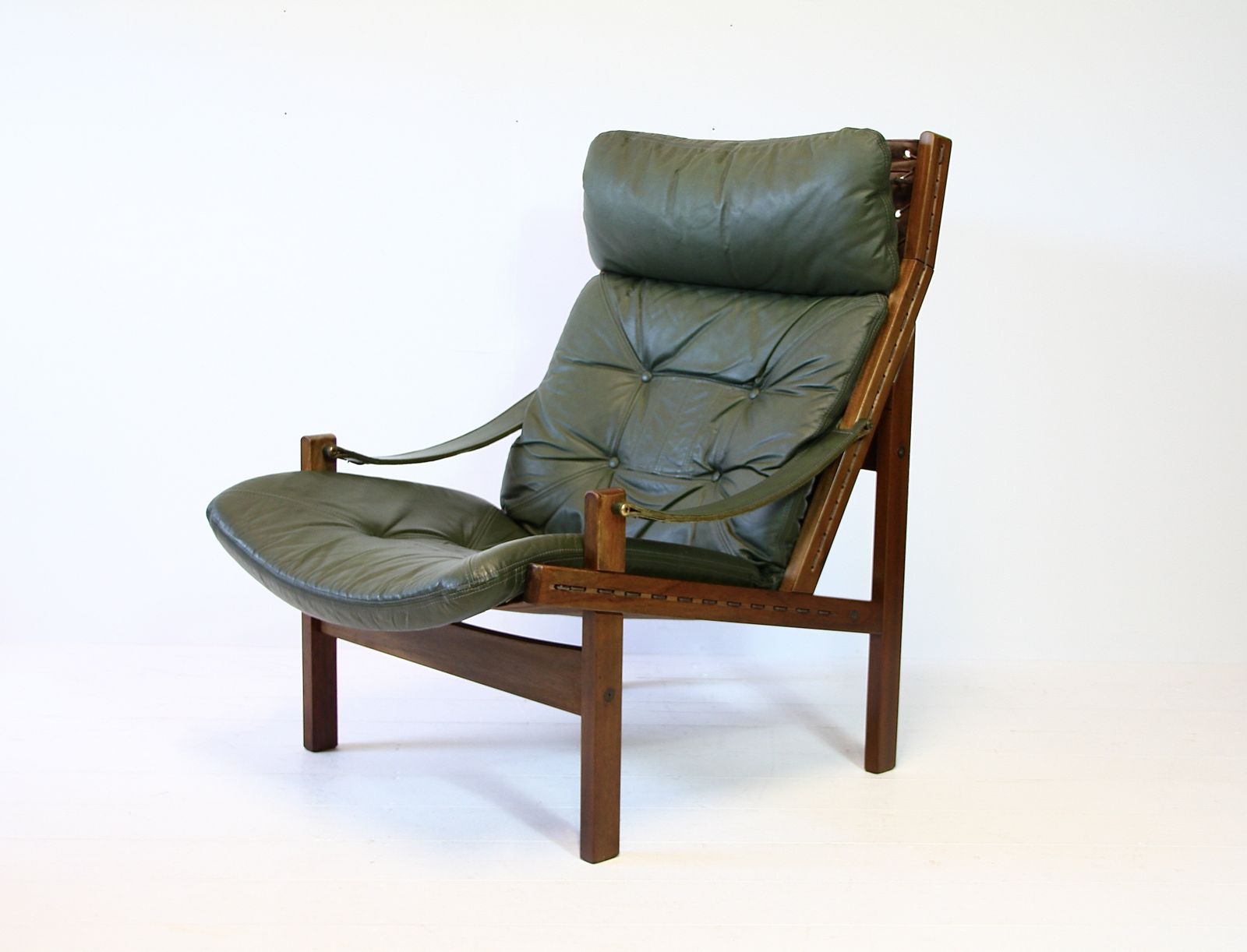 Torbjorn Afdal Hunter Safari Highback Leather Armchair Norwegian 1960s photo furniture