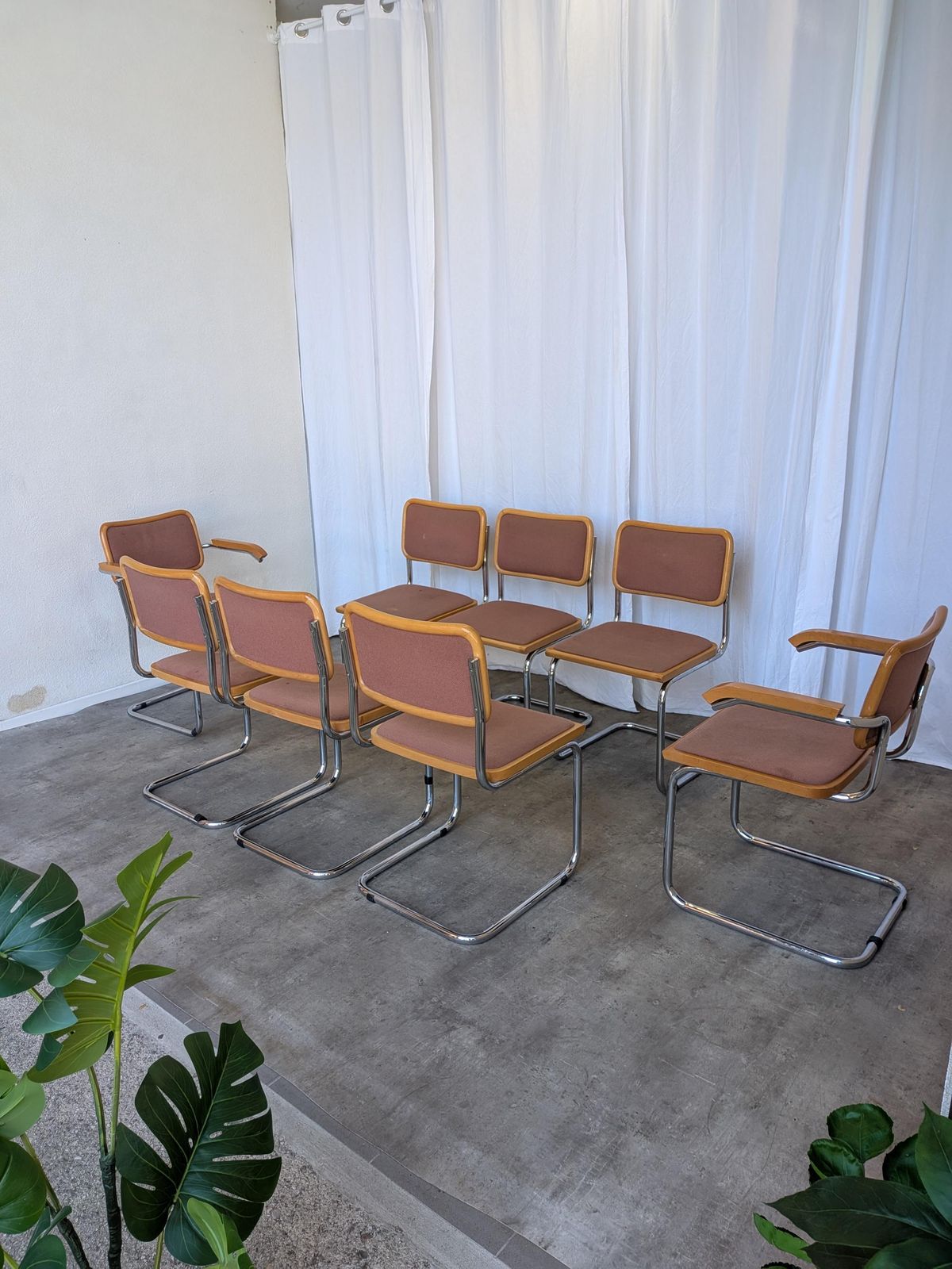 Set Of 8 Vintage Cesca Chairs By Bene Austria, Mid Century Chrome Dining Chairs