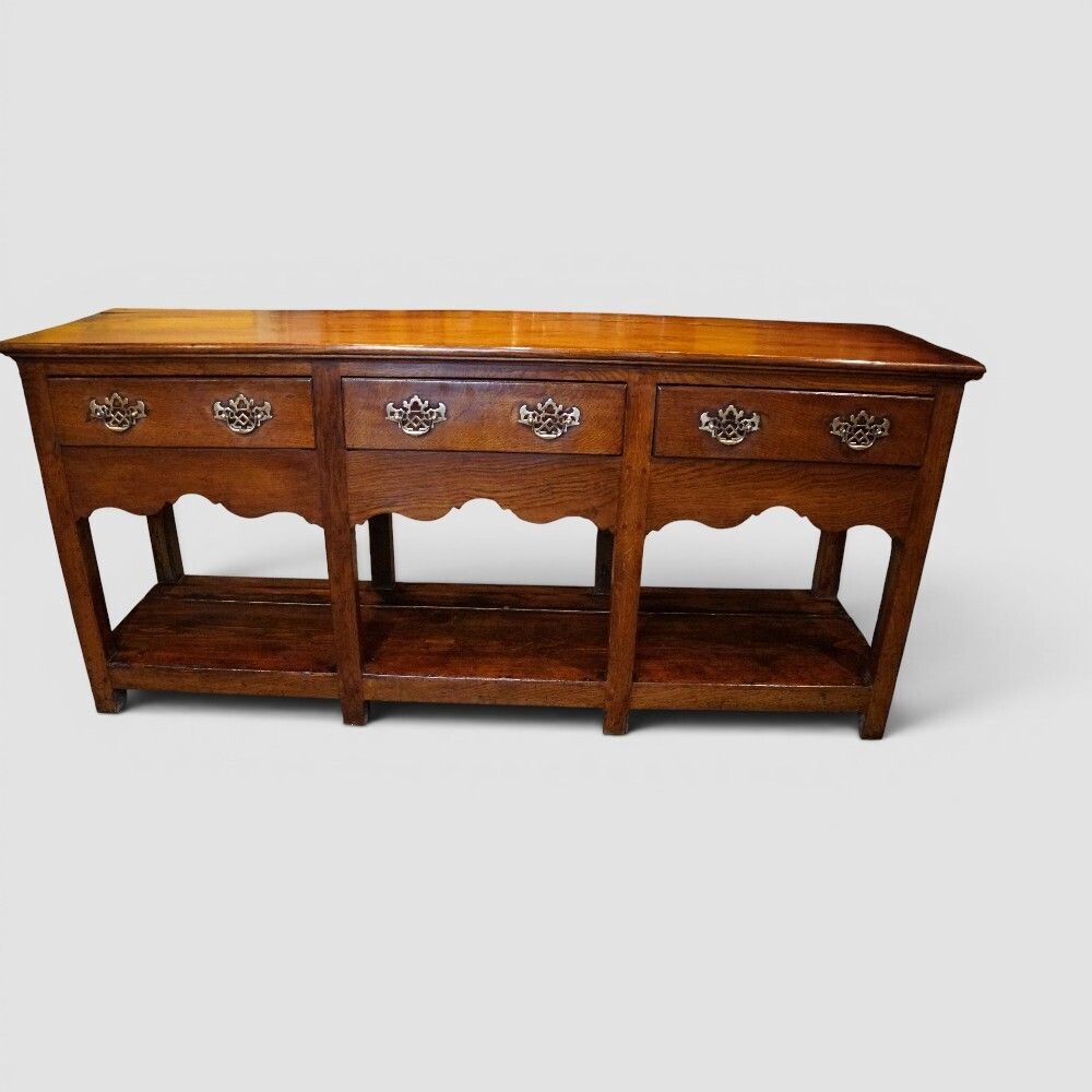 19th Century Oak Dresser Base With Pot Board photo vintage
