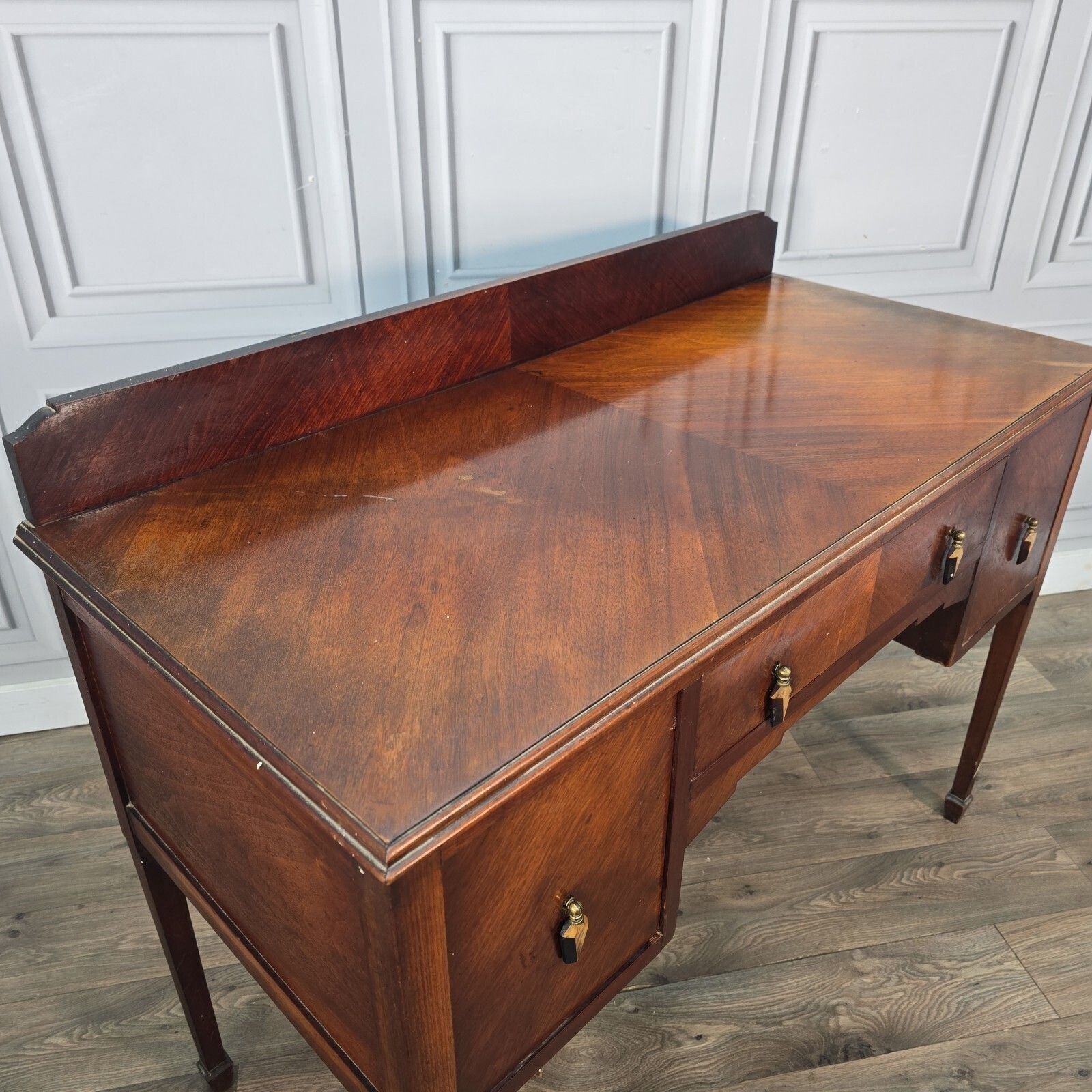Antique Writing Desk Wooden Mahogany Veneer Console Dressing Table  Sideboard. photo Furniture
