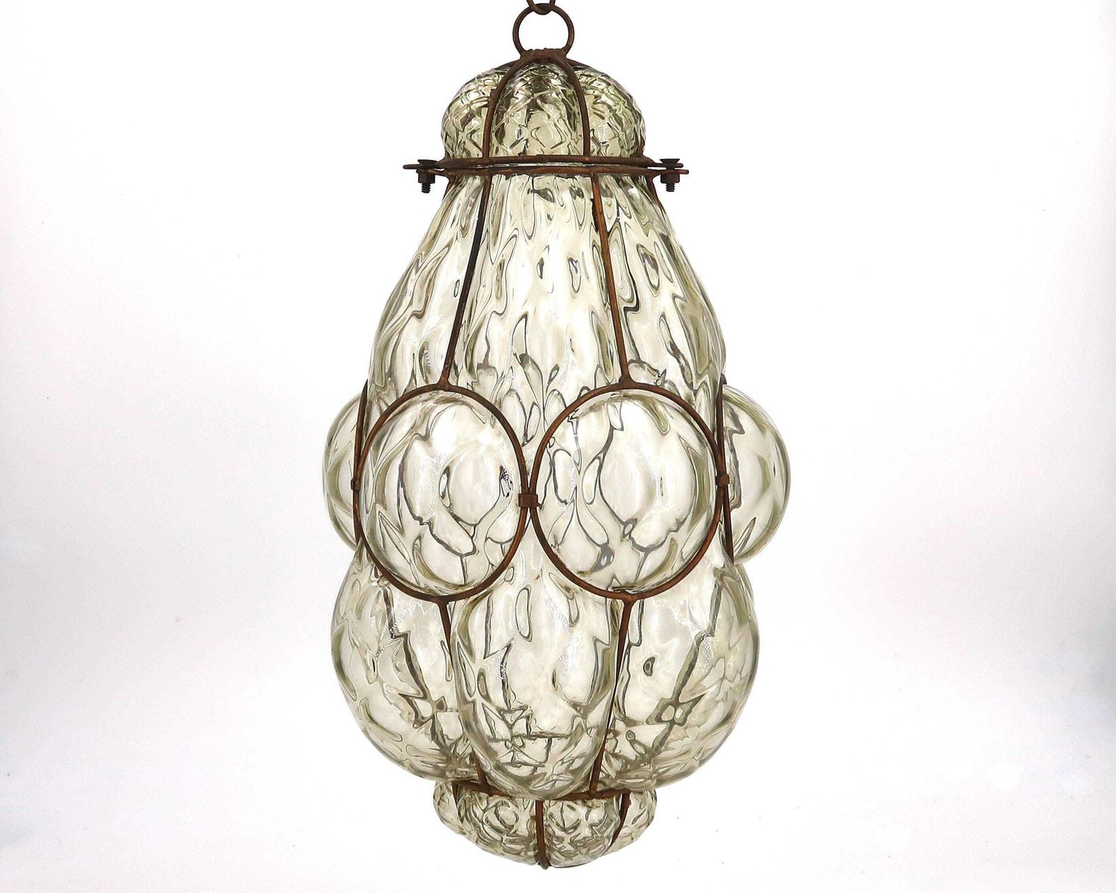 Venetian Murano Lantern Ceiling Light, 1970s / Italian Decor, Cage, Lighting Pendant Boho Chic Bohemian, Home Decor